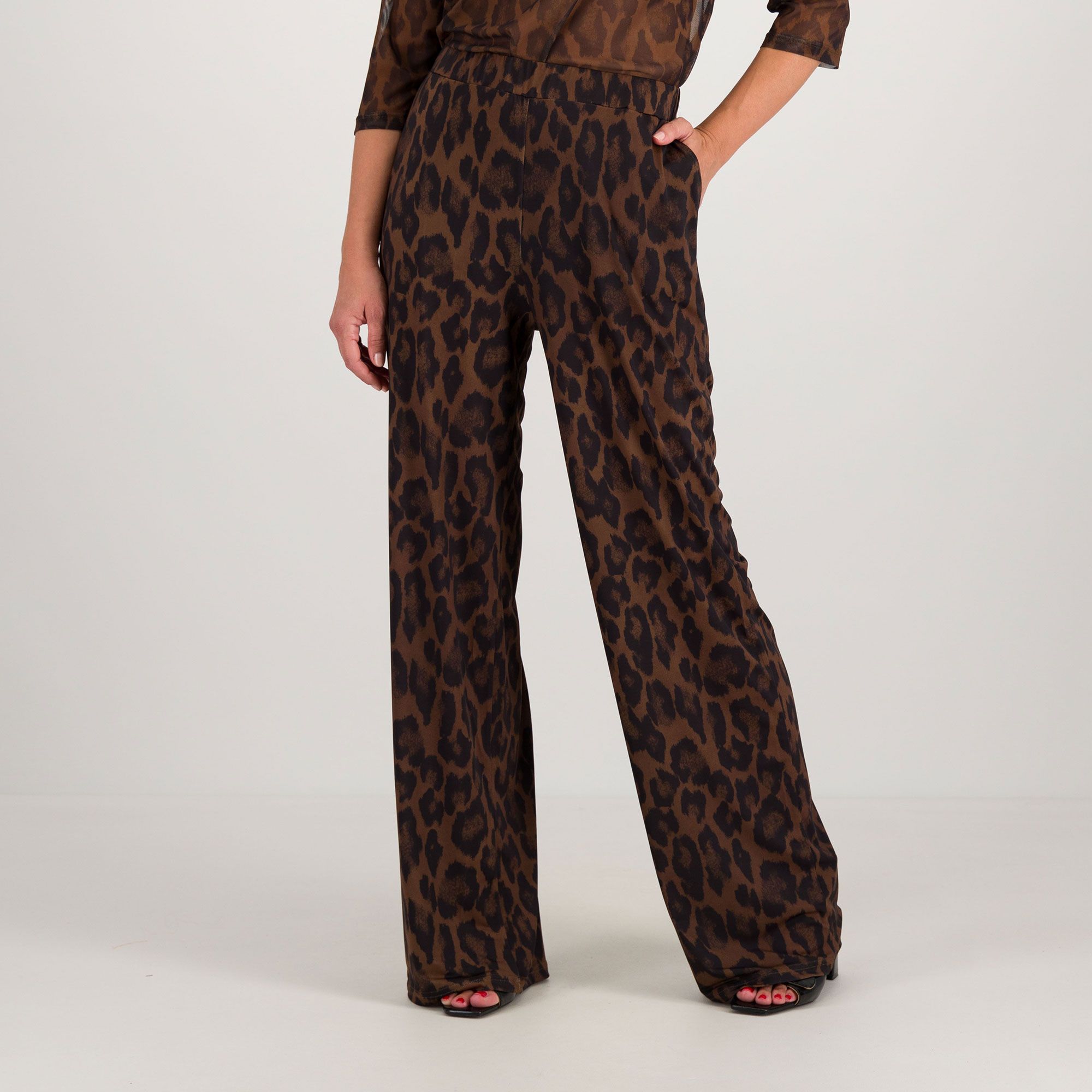 Caterina Lancini Pantaloni palazzo fantasia animalier elasticizzati