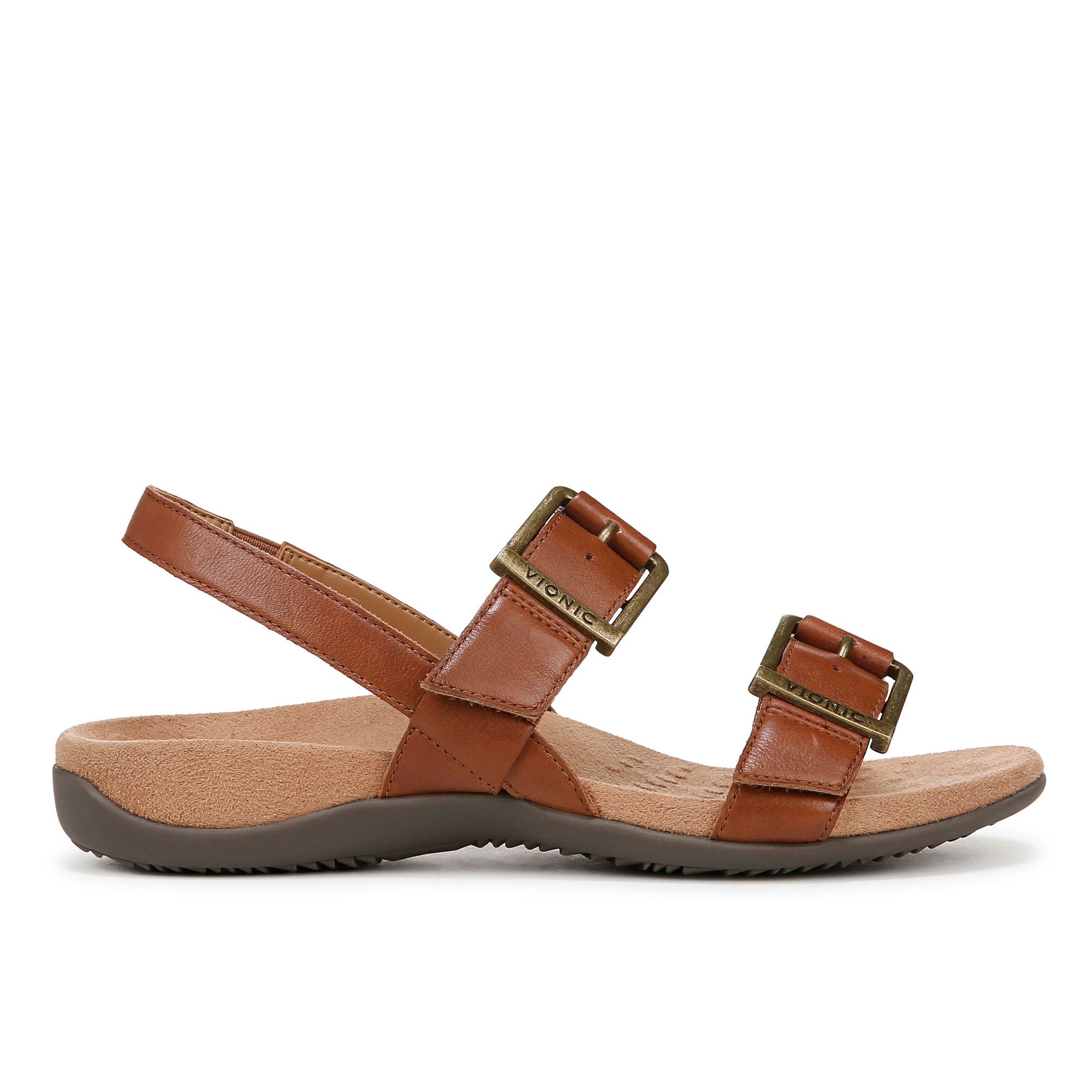 Vionic Sandali a fasce in pelle, soletta con supporto ortotico