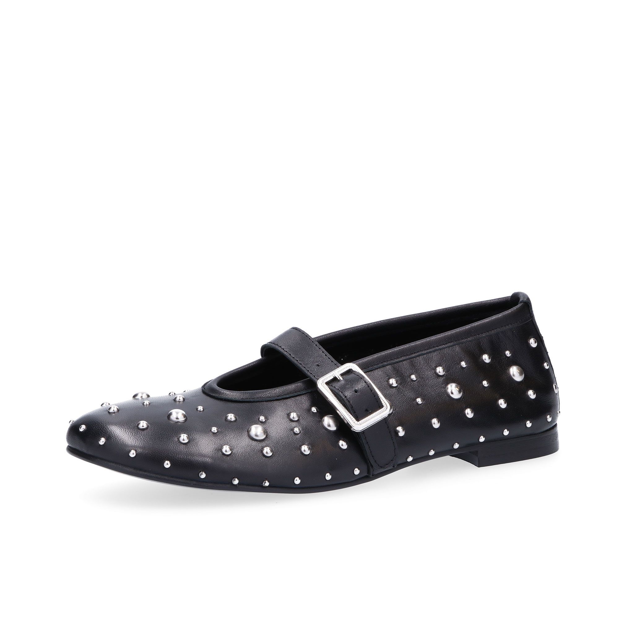 Galieti Ballerine Mary Jane in pelle con borchie e tacco 2 cm