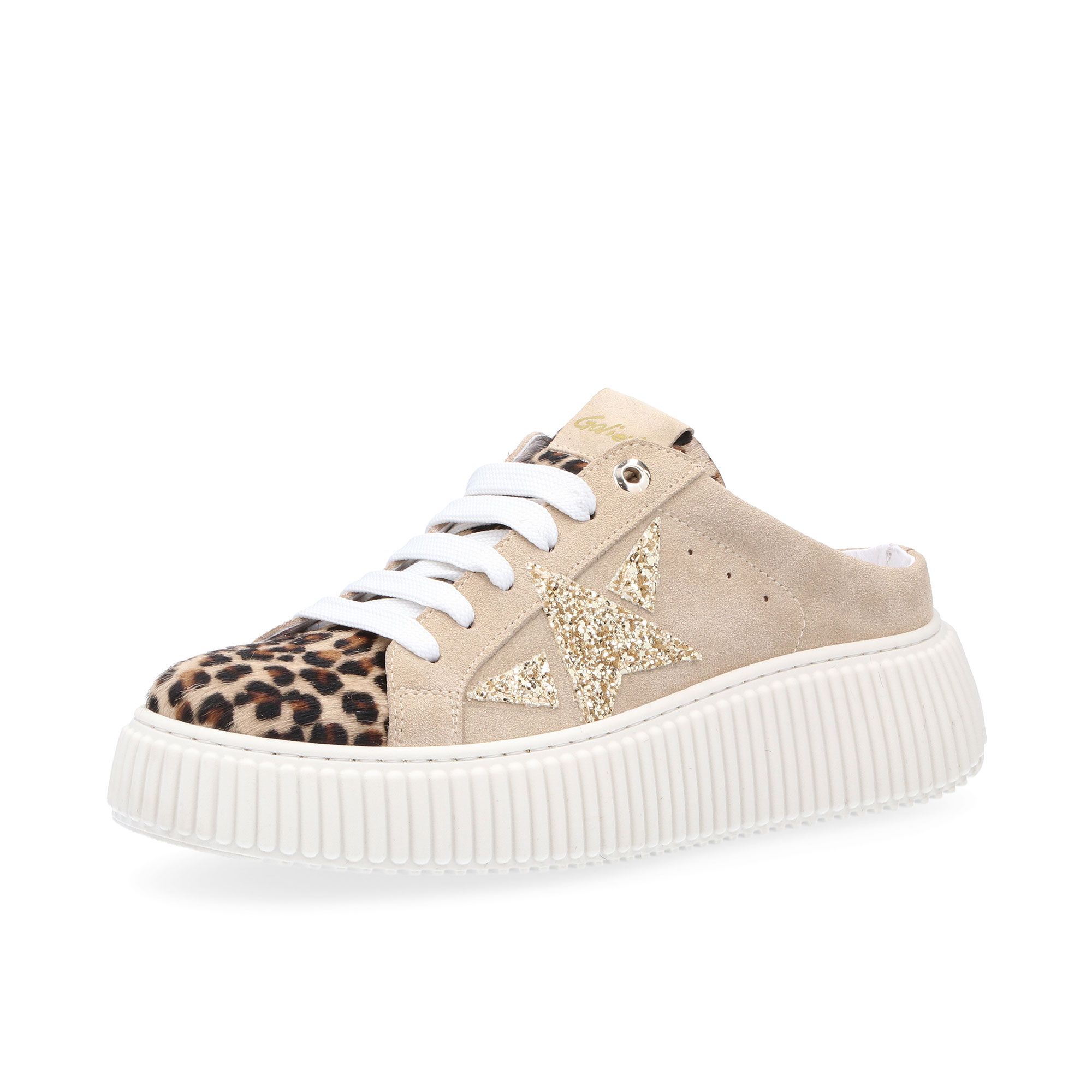 Galieti Sabot stile sneaker in pelle con inserti scamosciati e stella