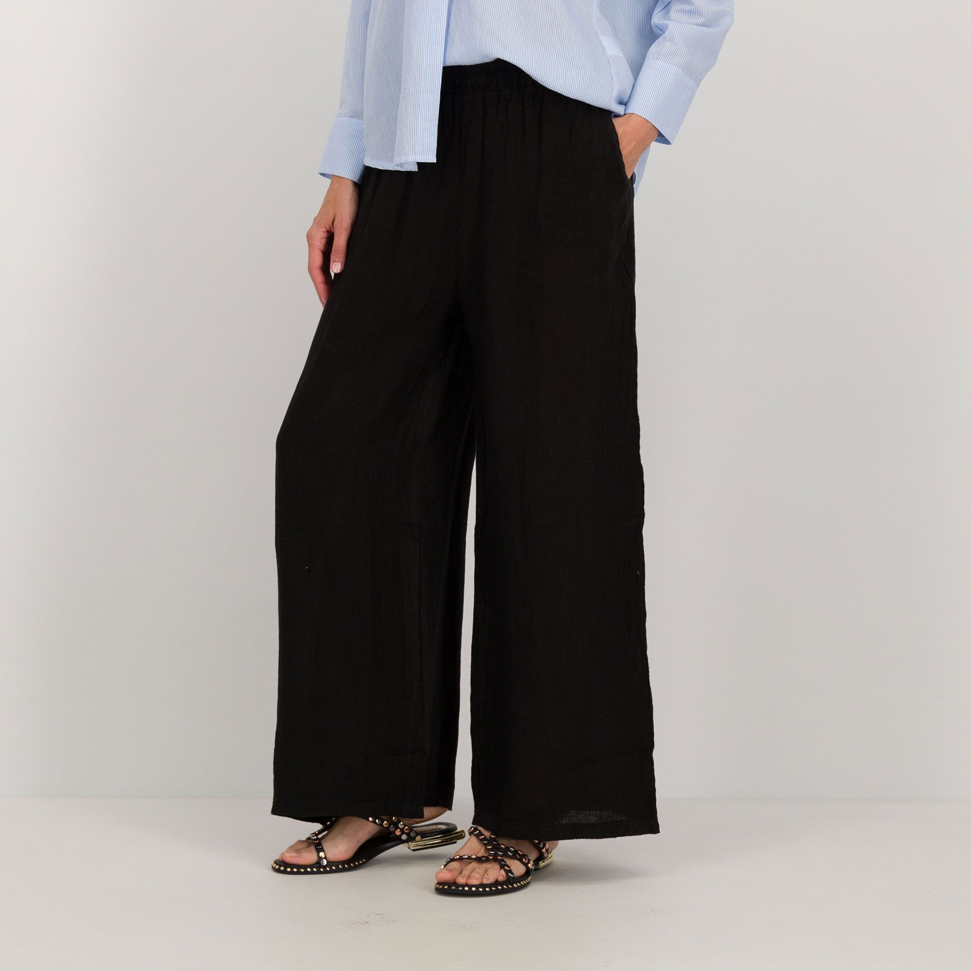Lucrezia Sciortino Pantaloni palazzo in lino con elastico anche Petite