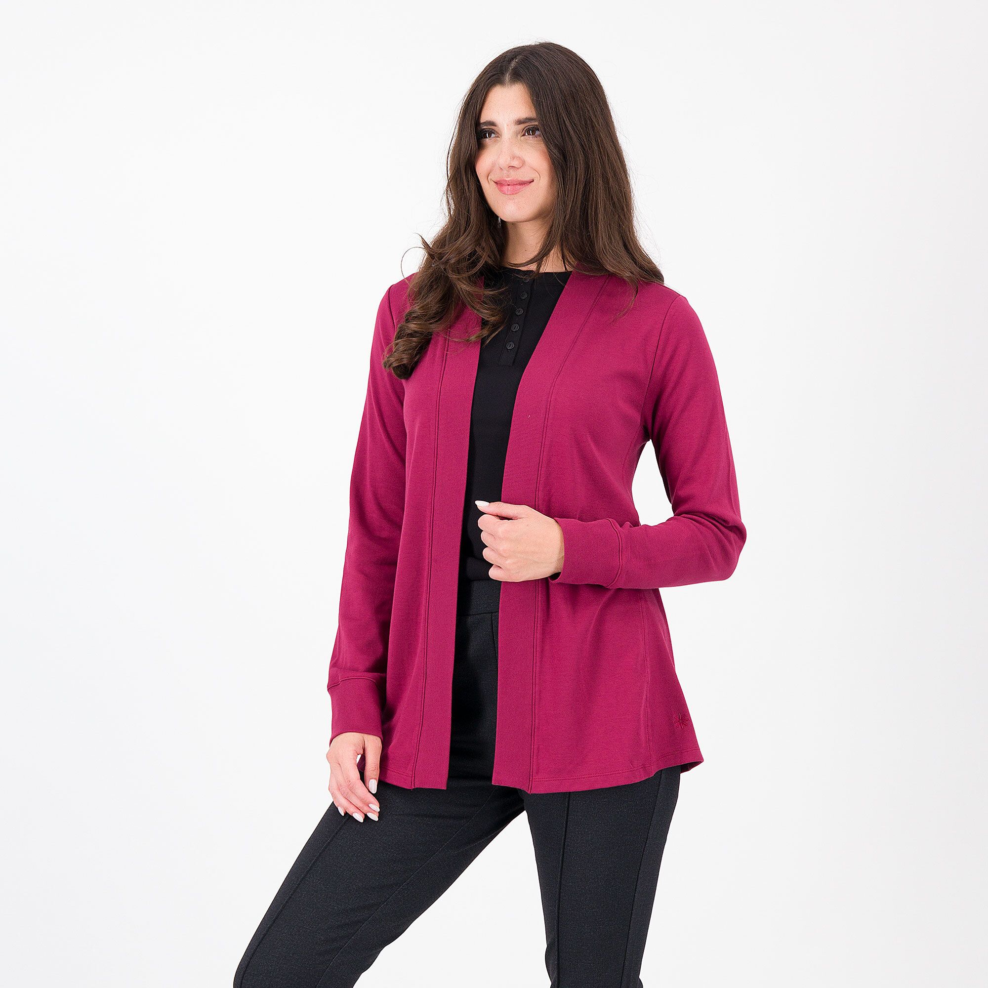 QVC Isaac Mizrahi Live Cardigan aperto in cotone con costina