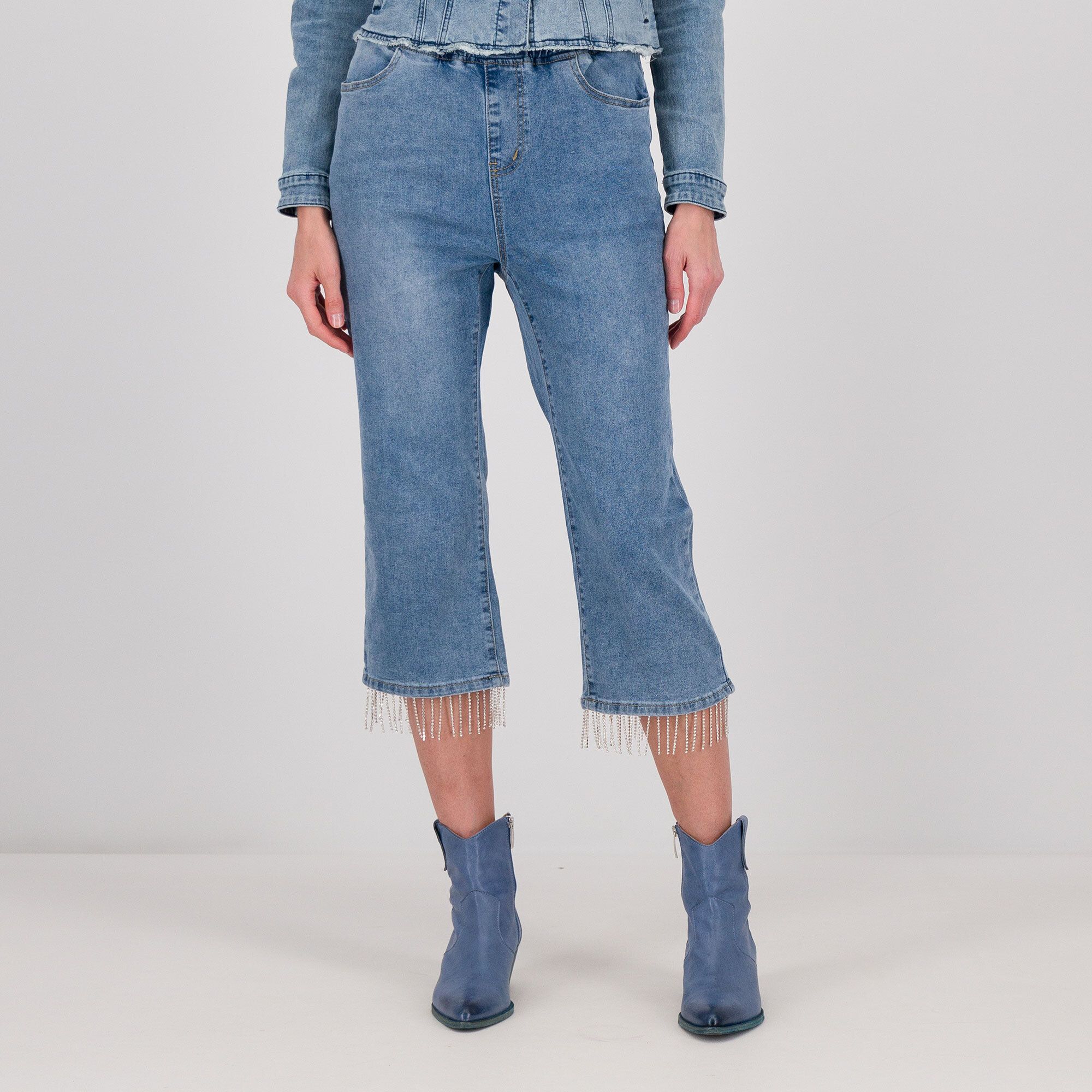 PARKER & ROWE
Jeans cropped
con frange
con strass