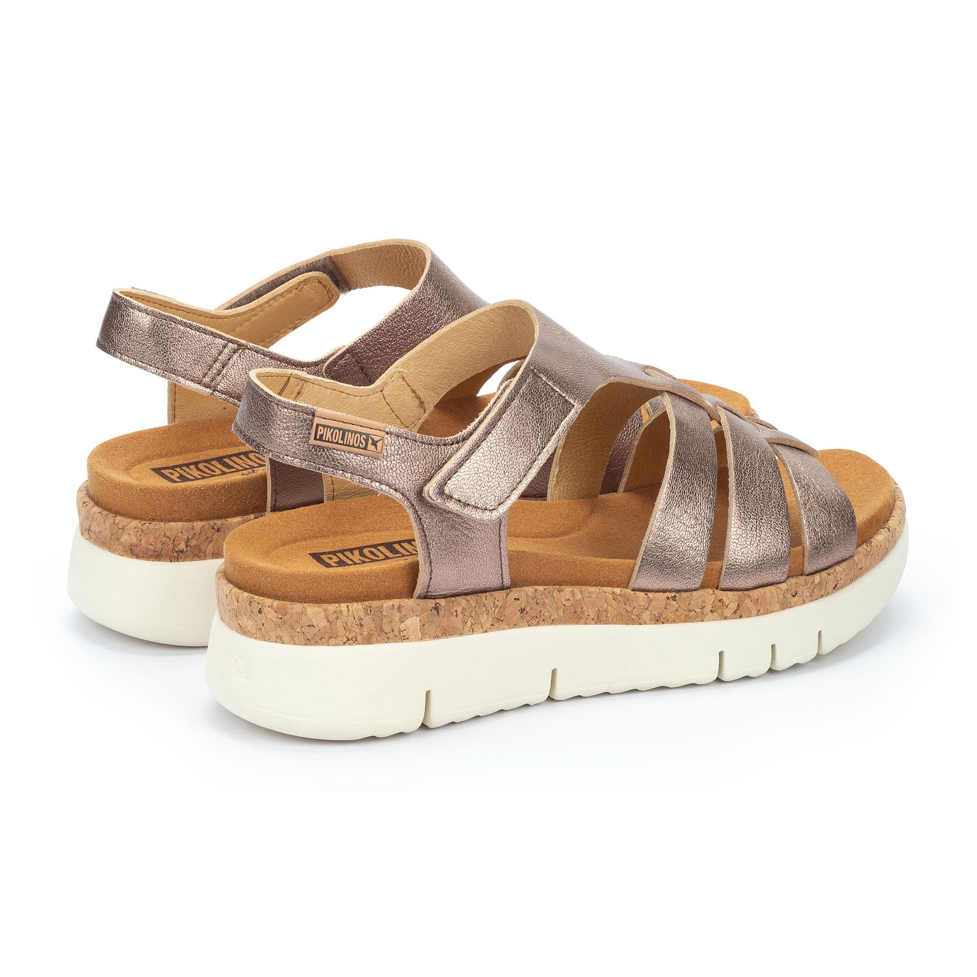 Pikolinos Sandali a T in pelle con fasce incrociate e suola 5 cm