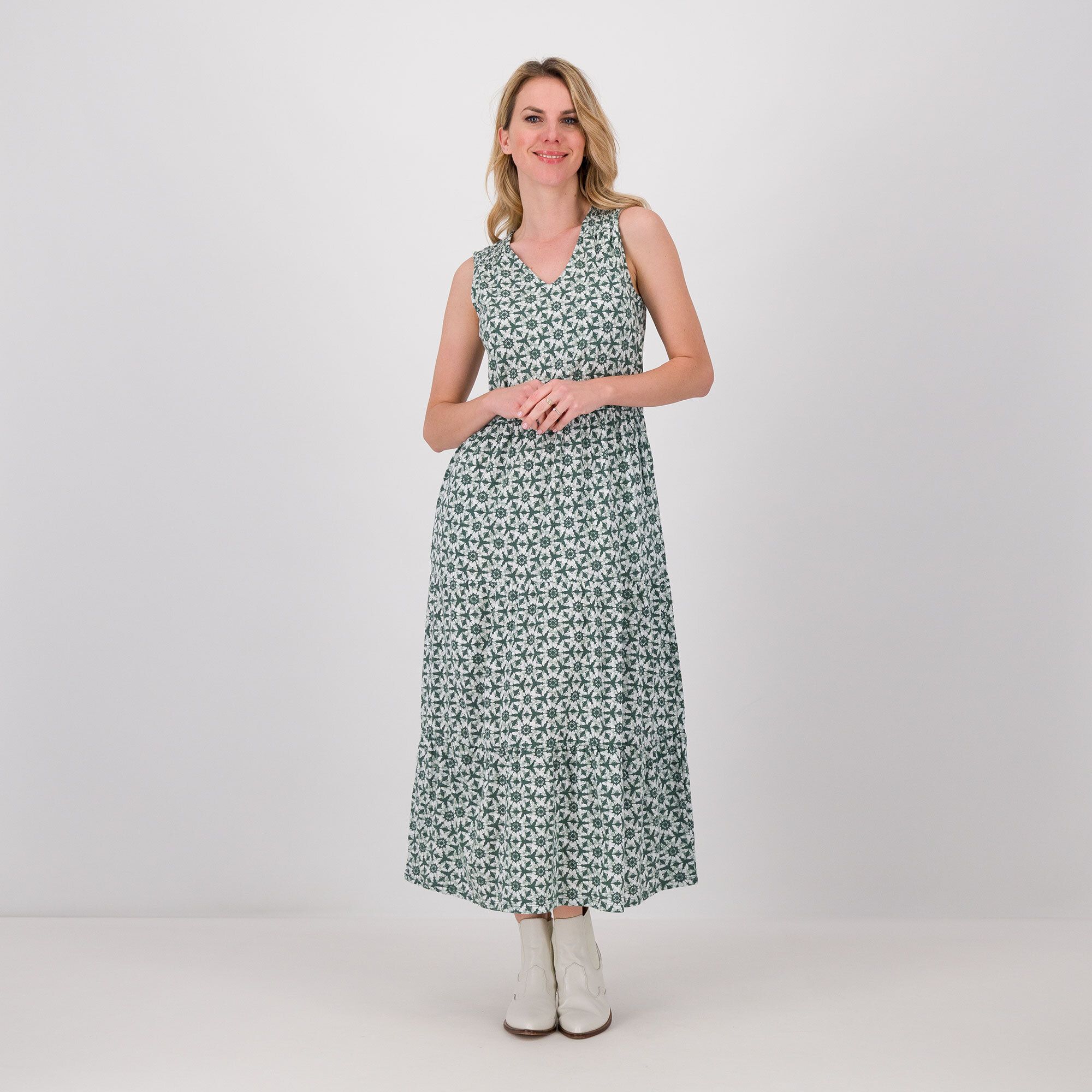 Denim & Co
Abito smanicato in
jersey di cotone,
viscosa e lino