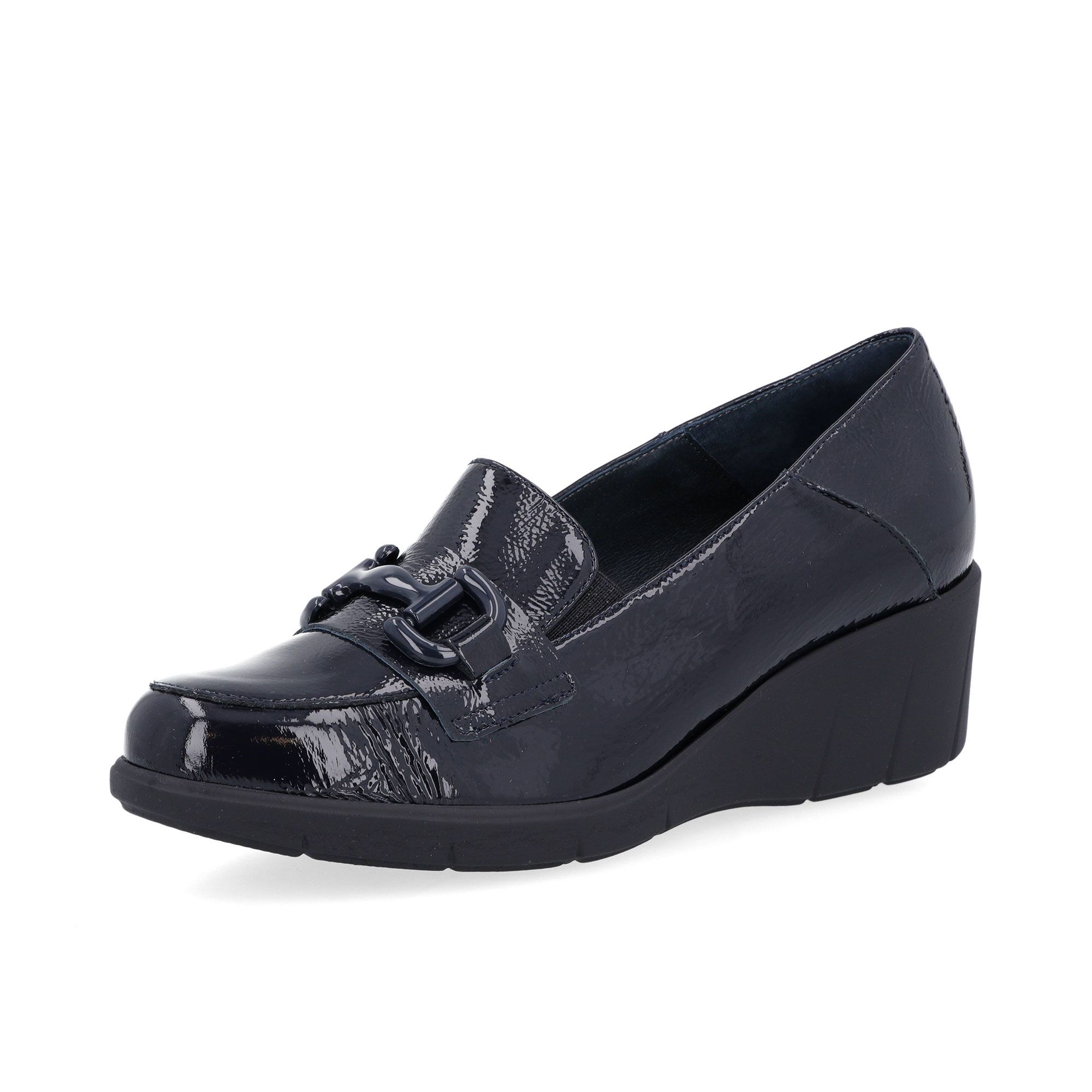 Soffice Sogno
Slip on in pelle
verniciata con
morsetto, zeppa 5cm