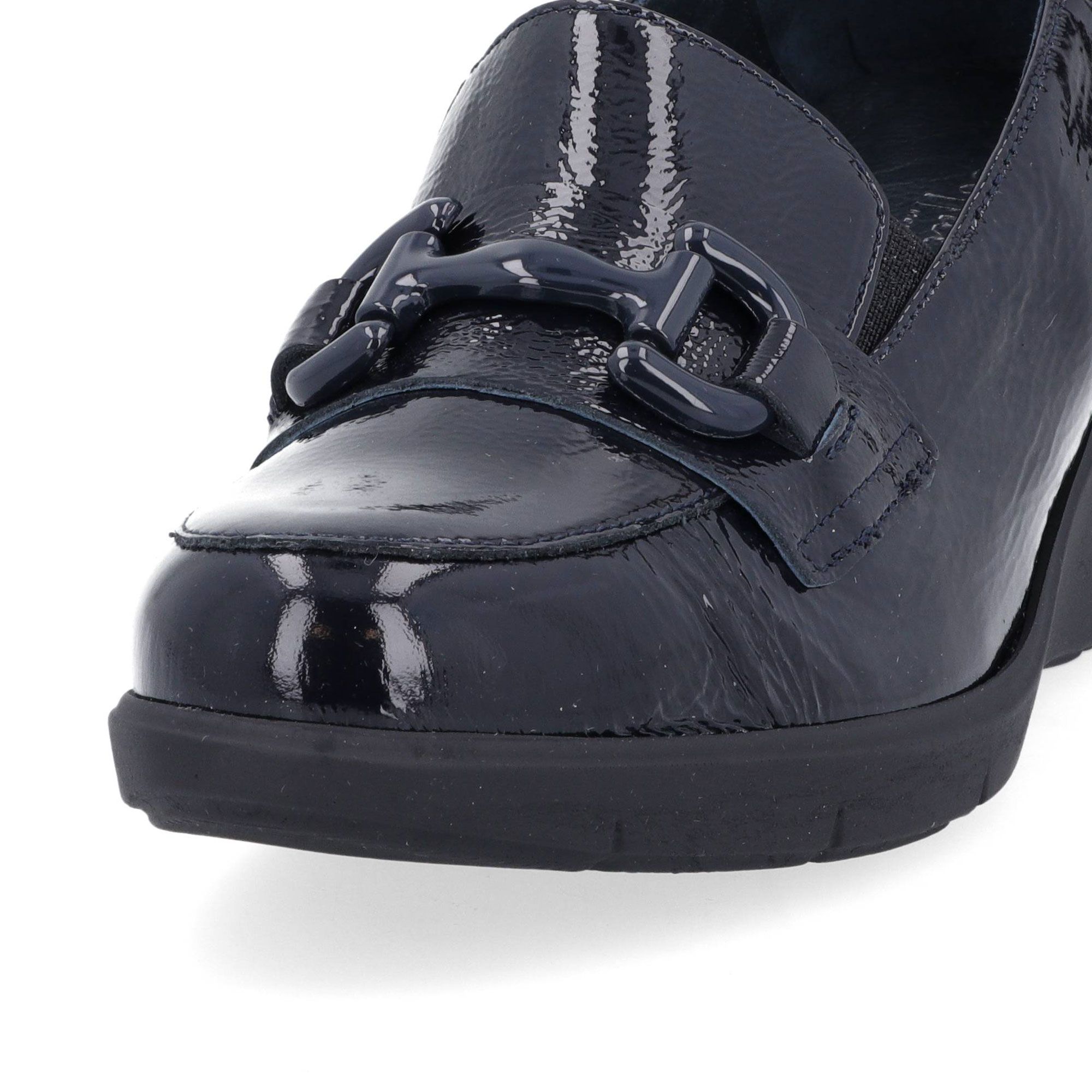 Soffice Sogno Slip on in pelle verniciata con morsetto, zeppa 5cm