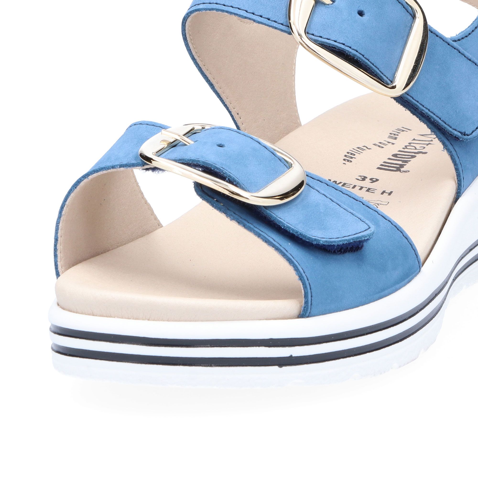 Vitaform Sandali in pelle con fasce in velcro e zeppa 4,5cm