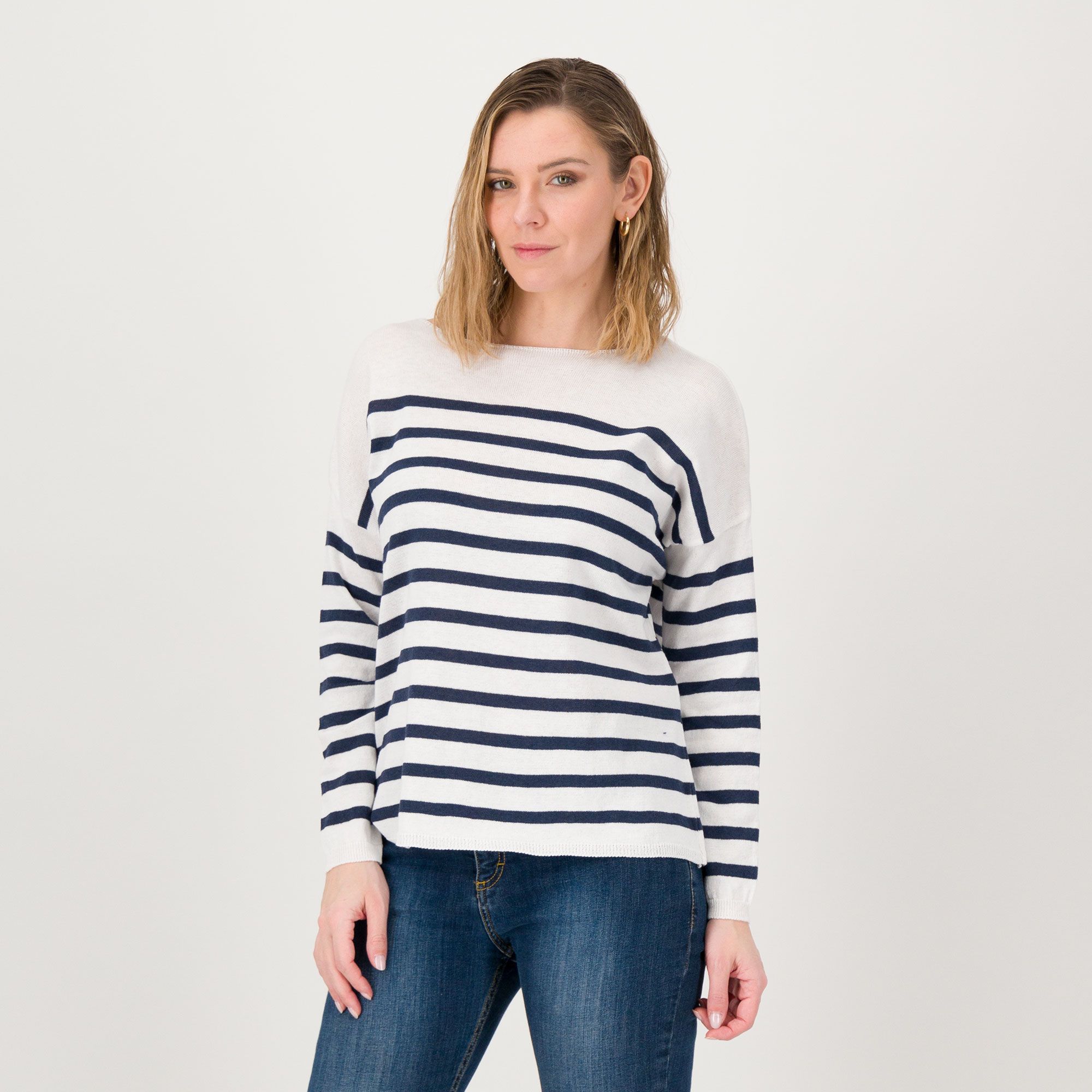 ENJOY TRICOT Maglia manica lunga in misto cotone con scollo a barca