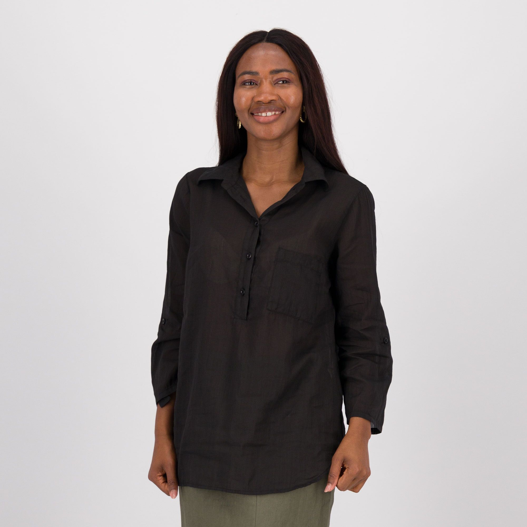 Caterina Lancini Camicia in tessuto ramié e cotone leggero