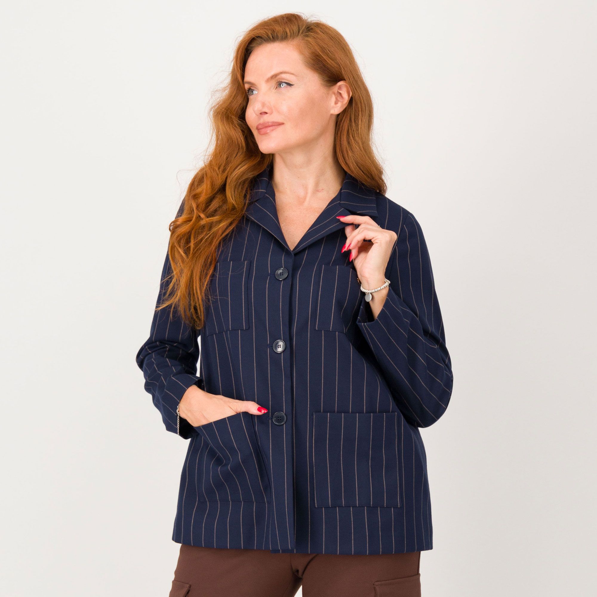 Caterina Lancini
Giacca gessata
con tasche applicate