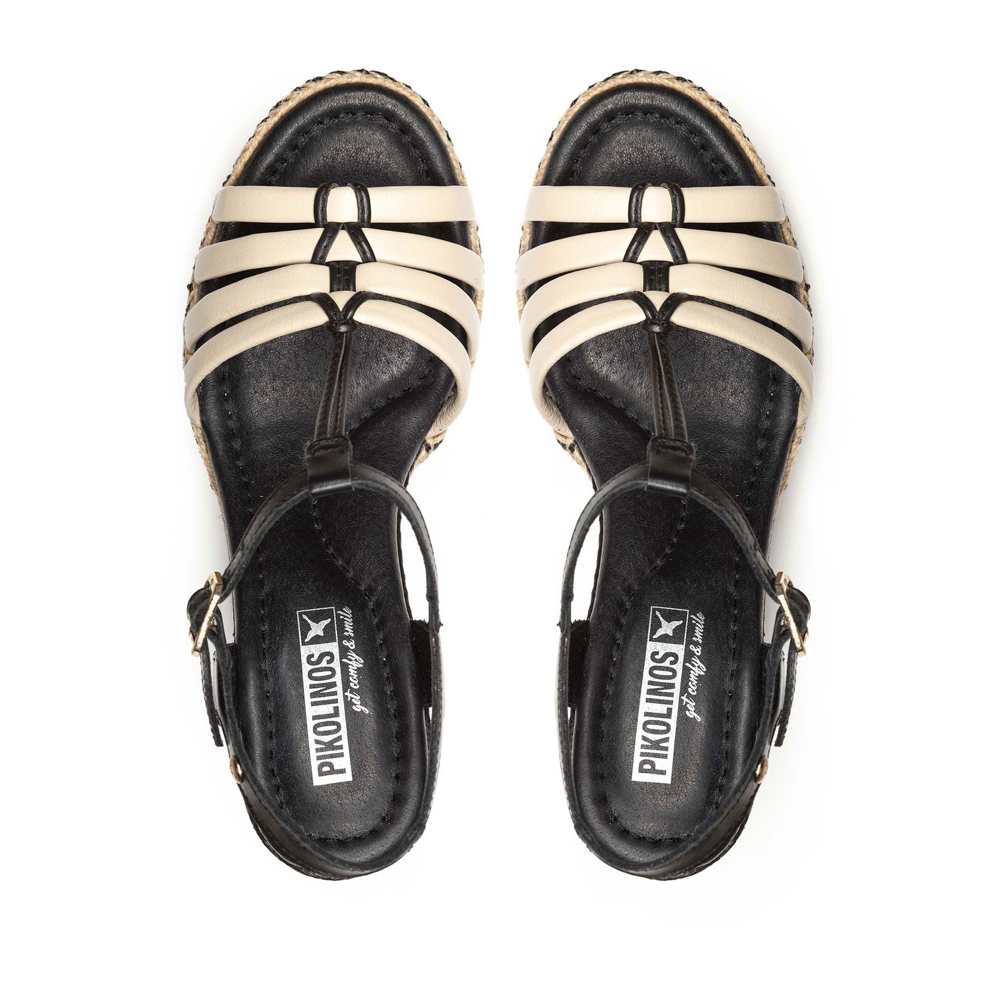 Pikolinos Sandali a T in pelle con zeppa 9,5 cm