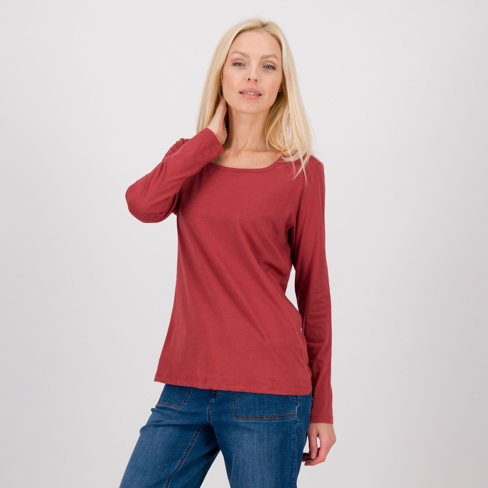 Denim & Co
T-shirt manica lunga
con scollo quadrato
in jersey di cotone