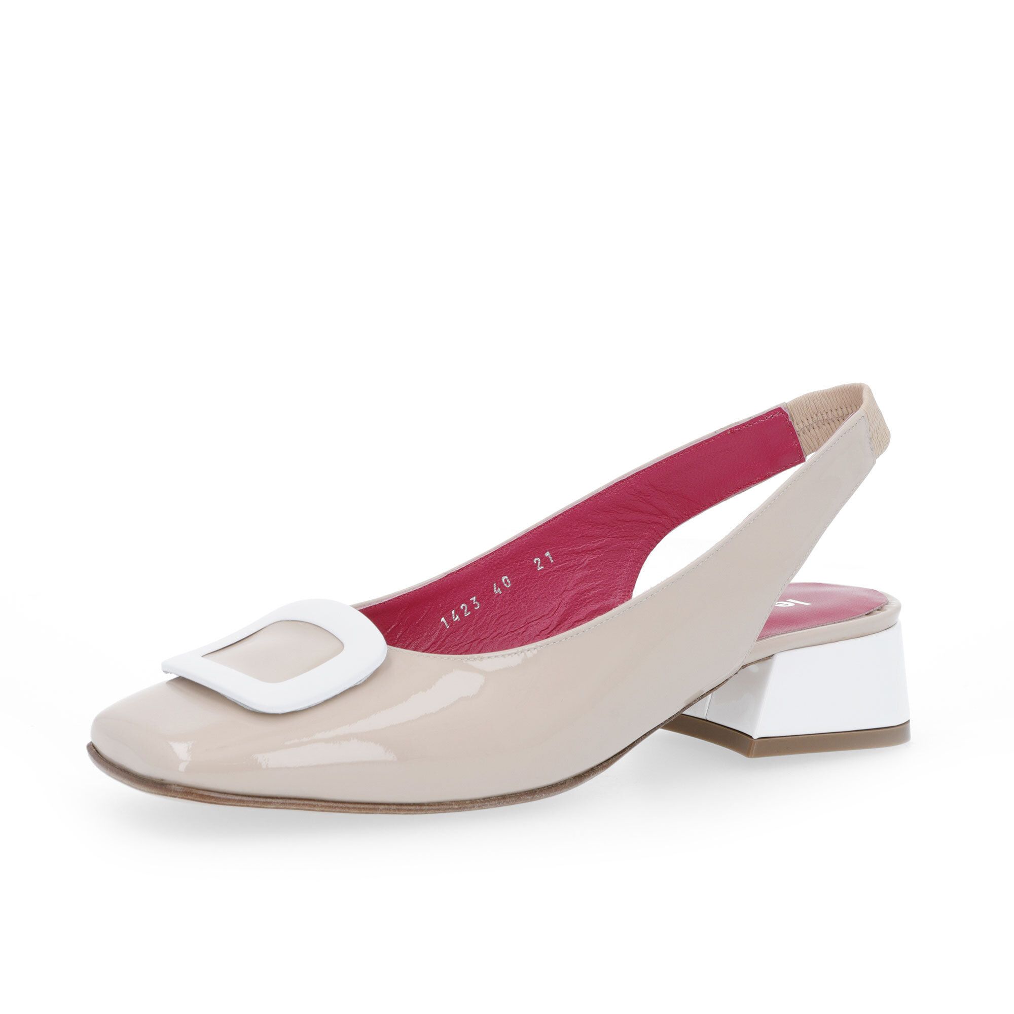 Le Babe
Sandalo slingback in
pelle effetto vernice