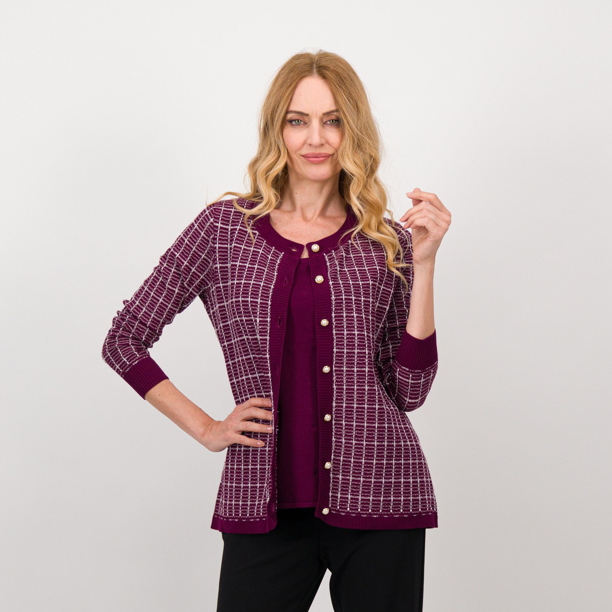 Nina Leonard
Set 2 pezzi: cardigan
in maglia lavorata e 
canotta