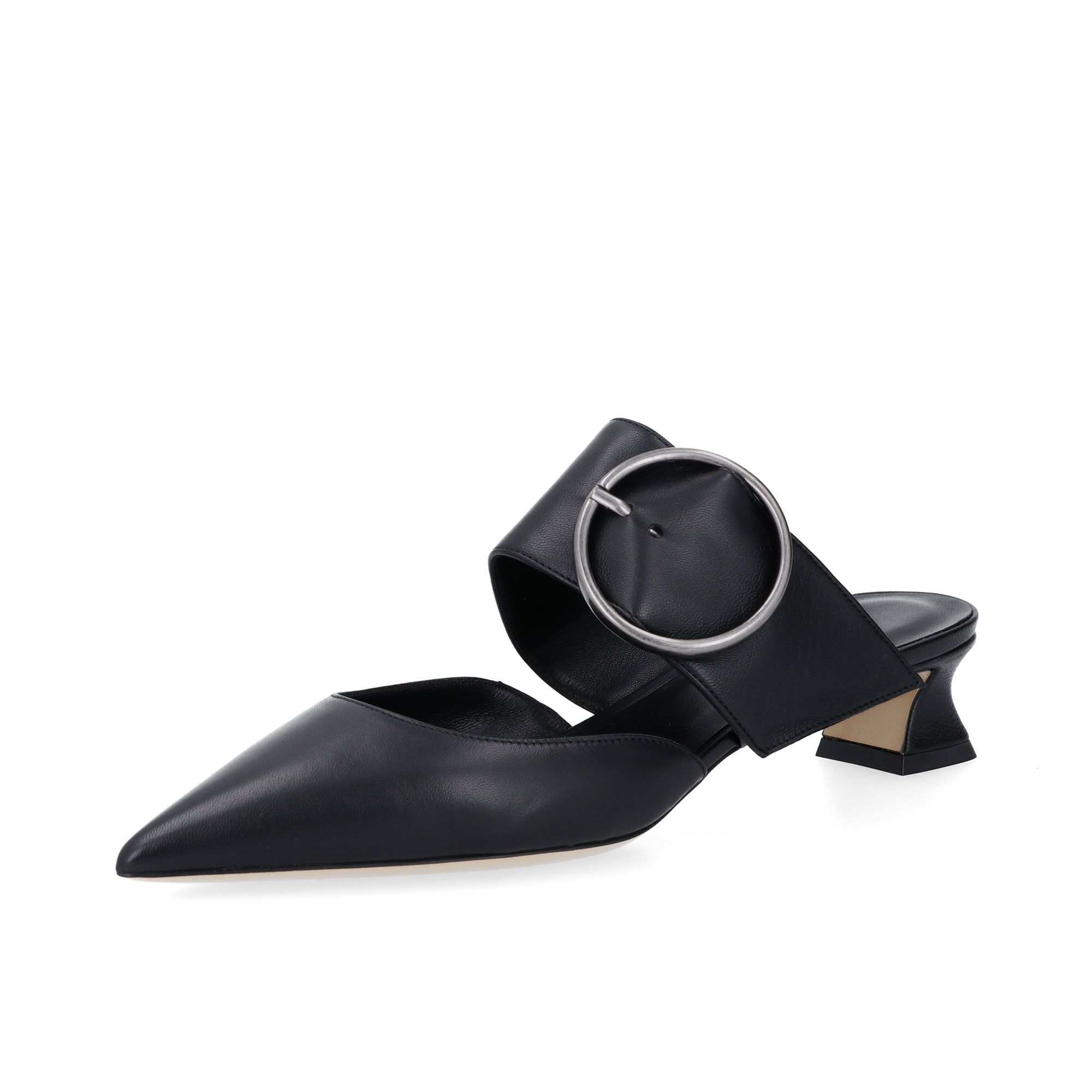 Galieti Sabot in pelle con fibbia tonda e tacco 3,5 cm