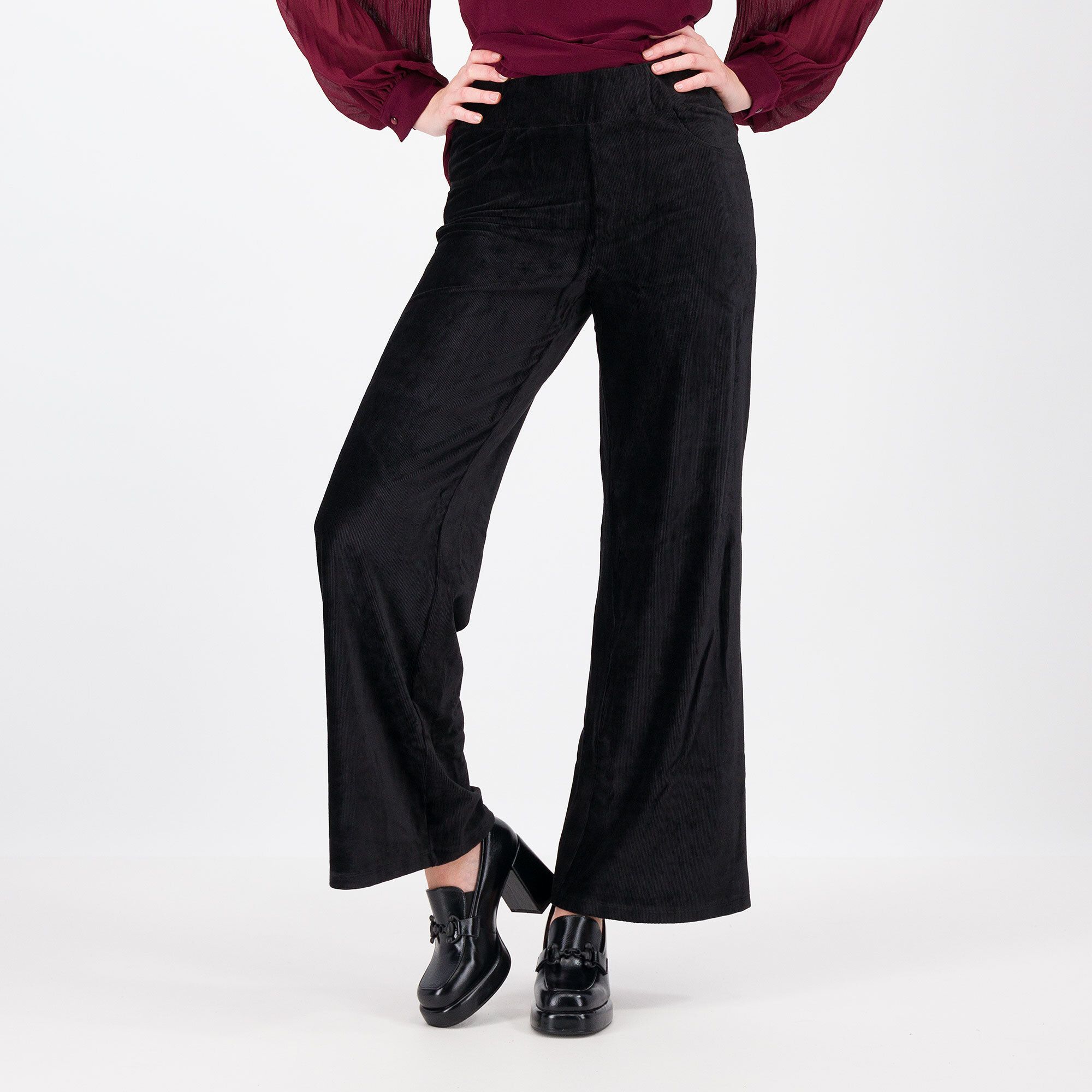 Image of Nina Leonard Pantaloni ampi in tessuto millerighe061