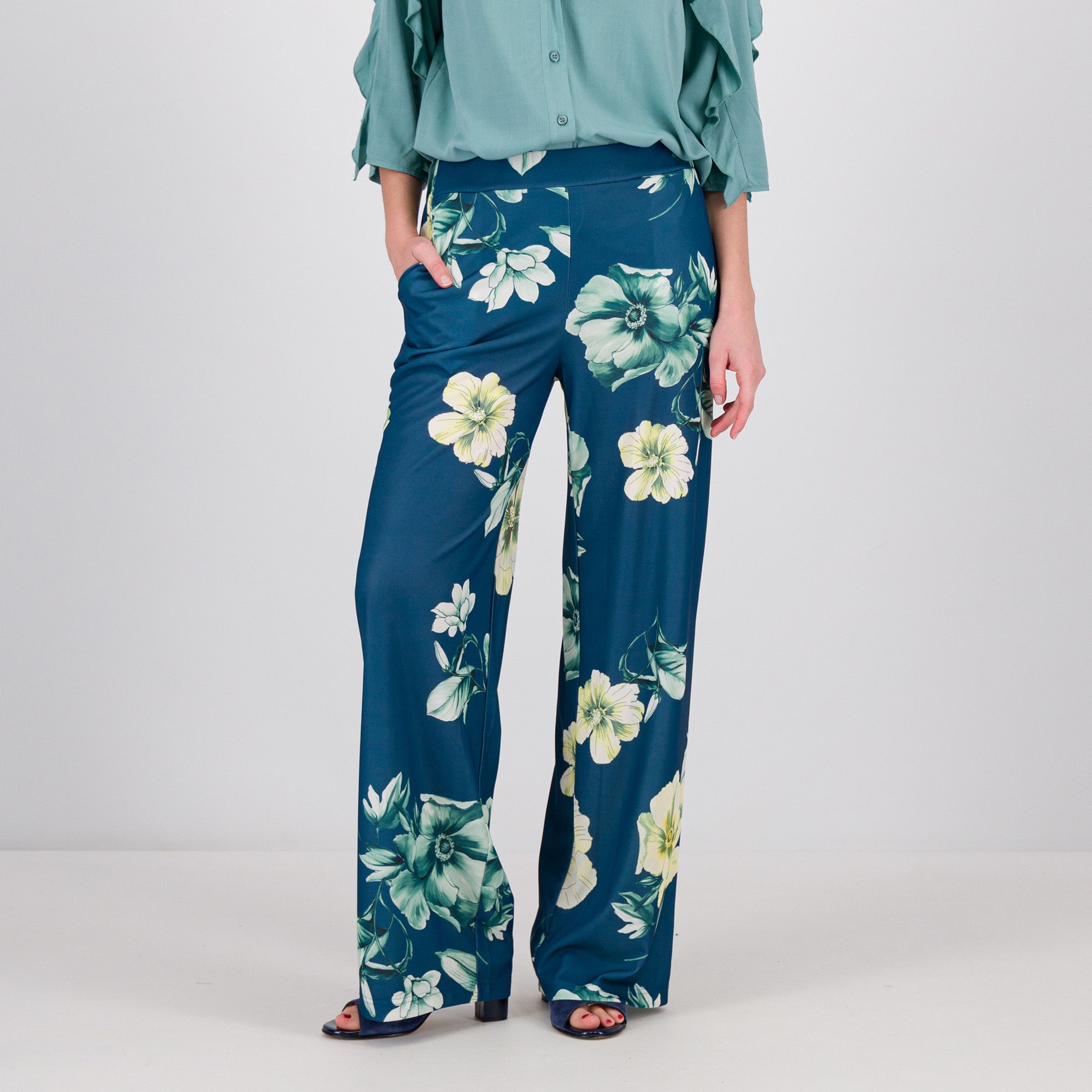 Caterina Lancini Pantaloni palazzo fantasia con elastico in vita