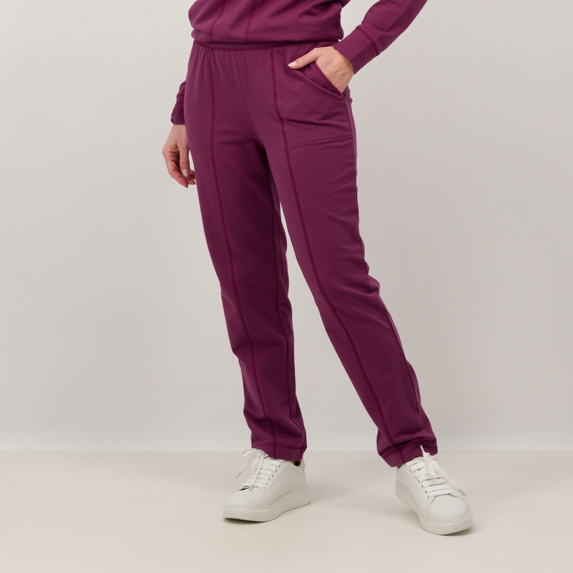 Denim & Co
Pantaloni lunghi
in felpa di cotone
con cucitura frontale