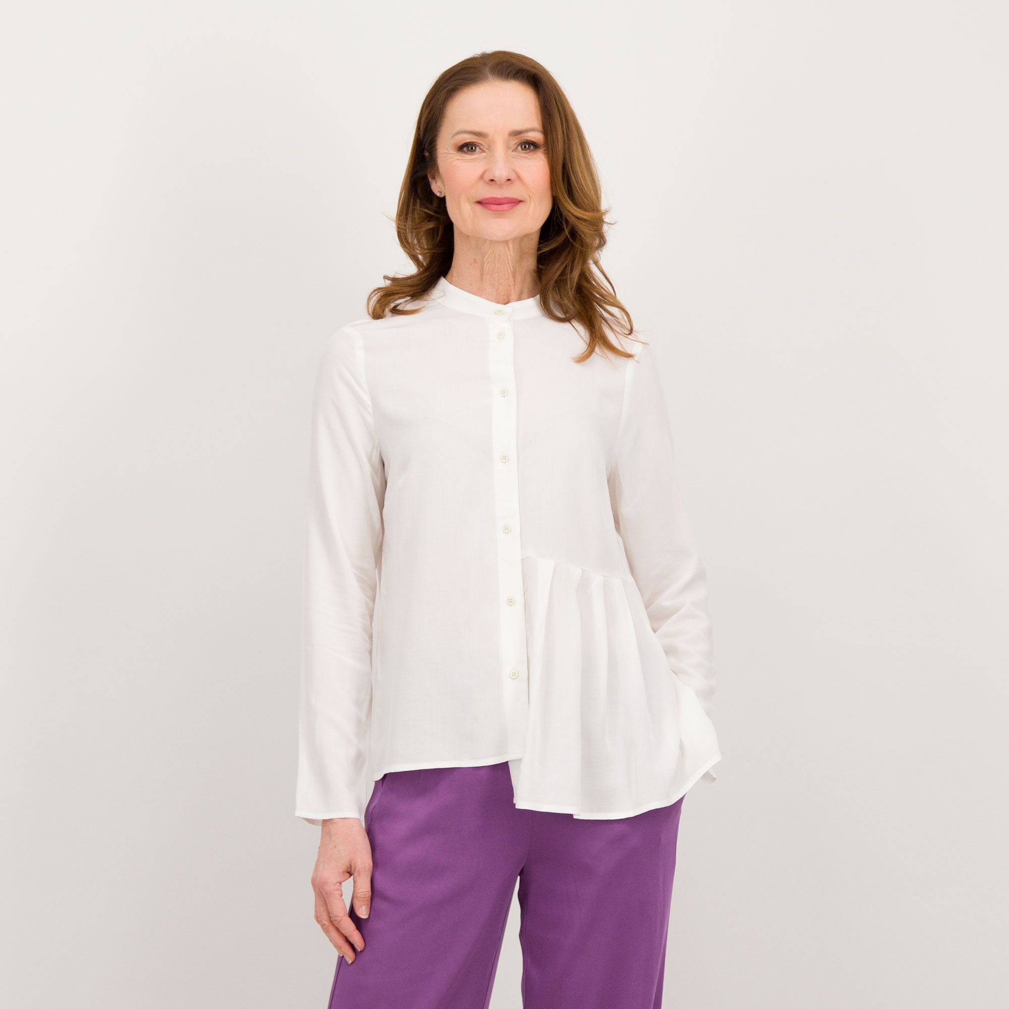 W.I.T.A. Camicia in popeline con collo coreana