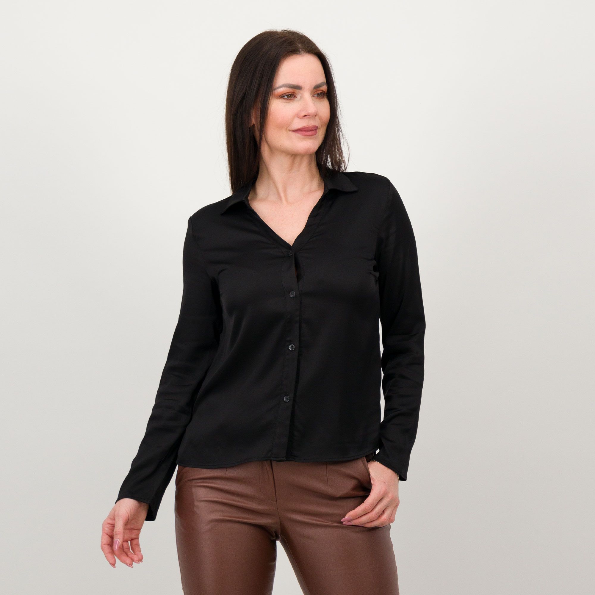 EXTESA Camicia in raso a maniche lunghe con spacchetti