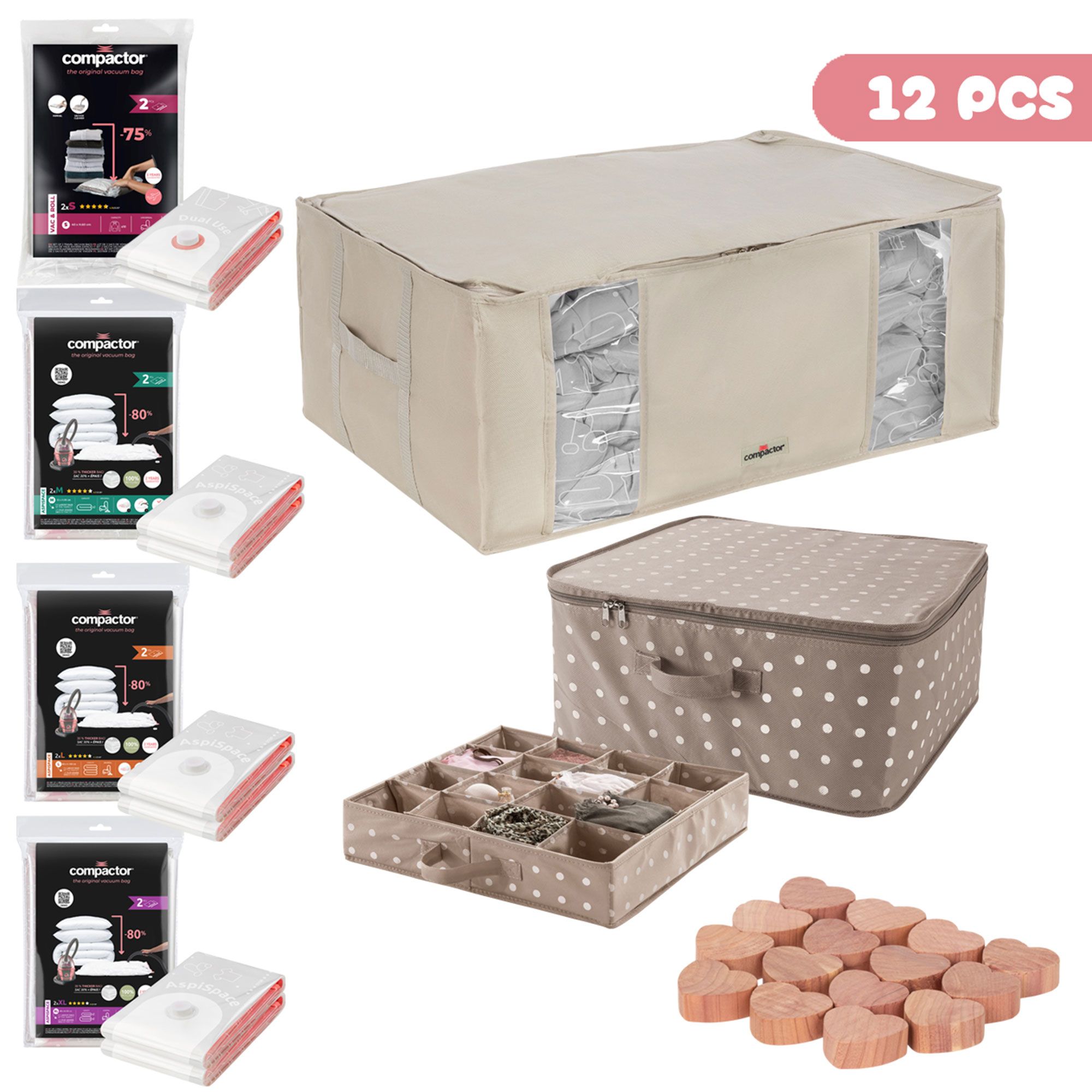 Compactor
Kit armadio 12pz:
contenitore, sacchi,
custodia e accessori