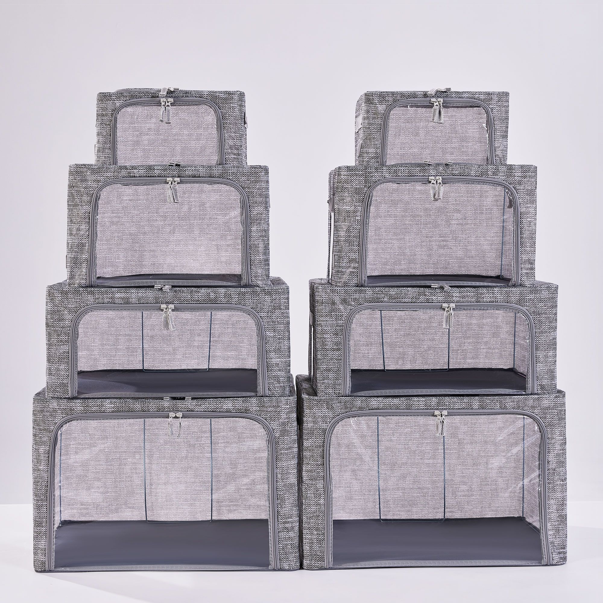 Periea Set di 8 scatole salvaspazio: large, medium, small, mini