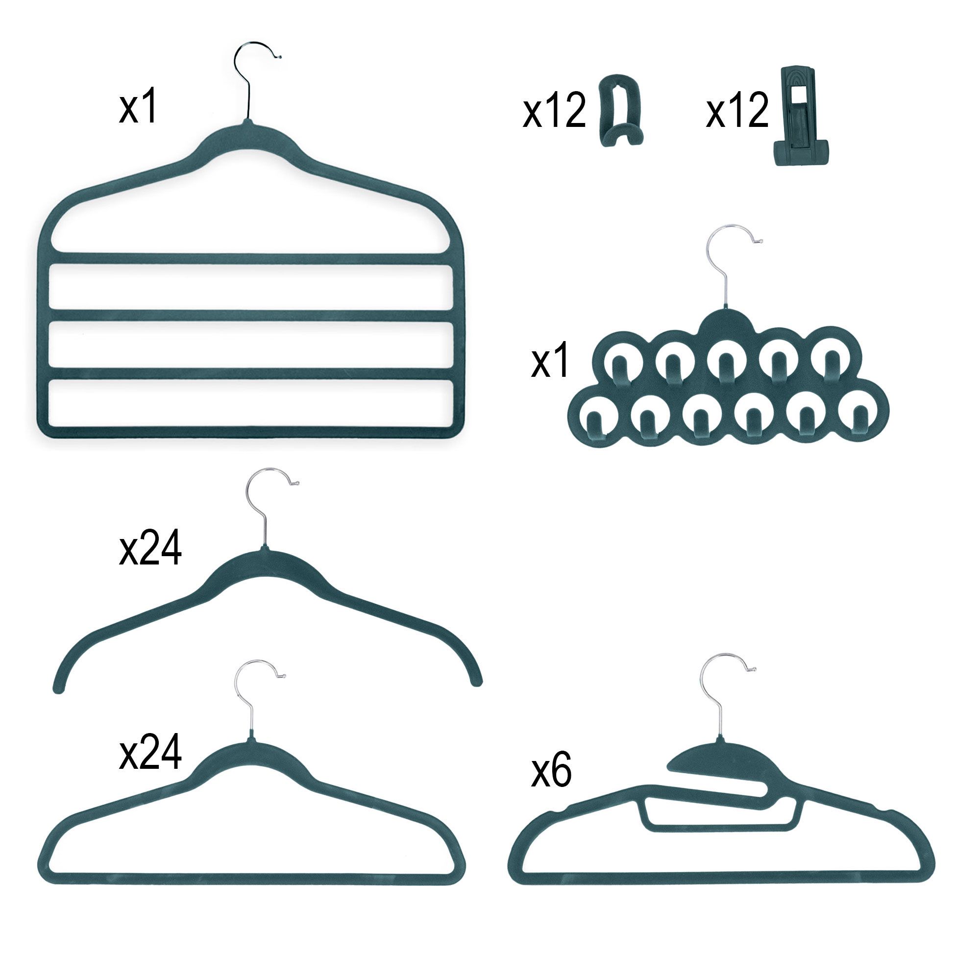 Organised Options
Set 80 pezzi con
appendini, clip 
e accessori