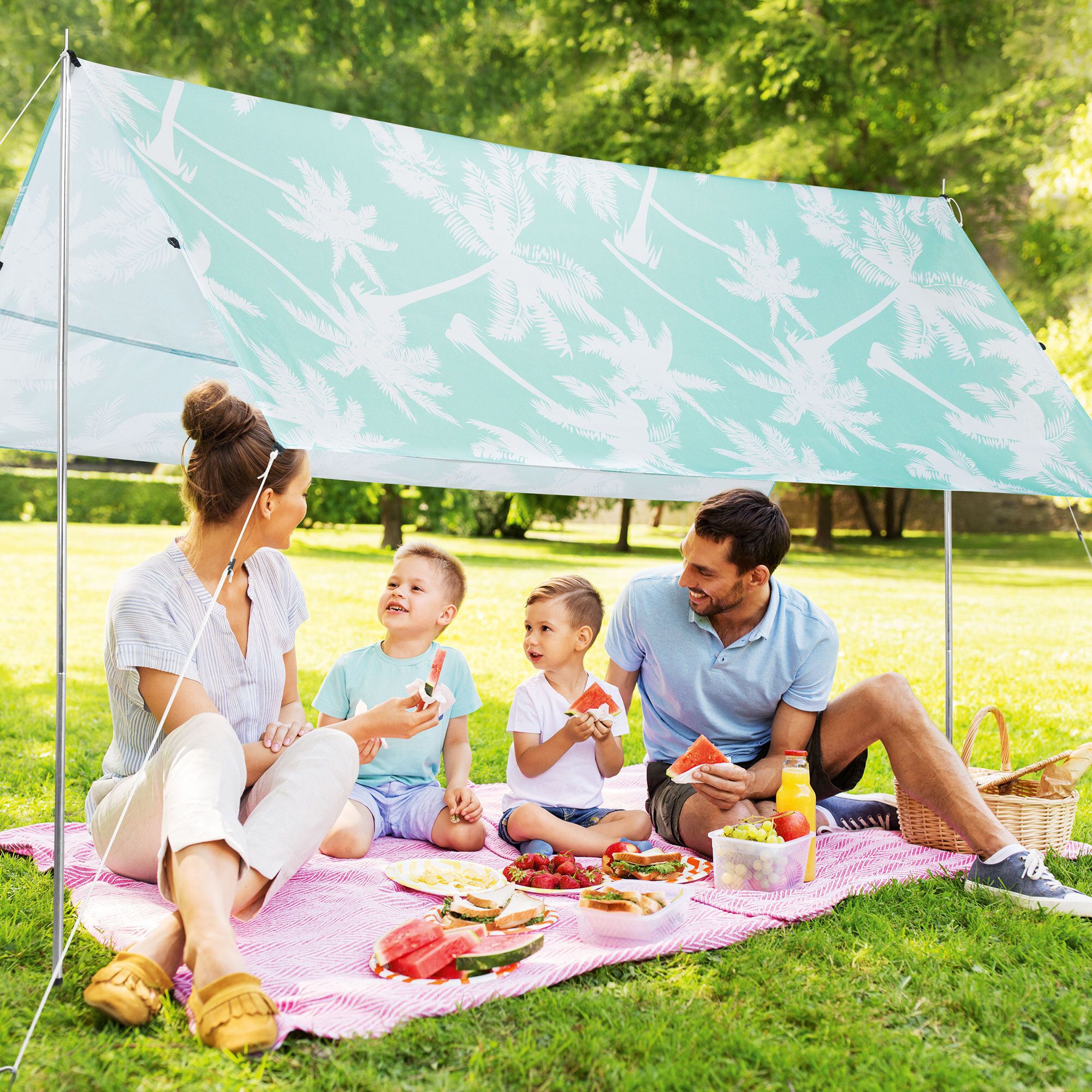 QVC GARVIDA Tenda da sole a vela con pratica custodia 3 diversi utilizzi 210 x 175 cm