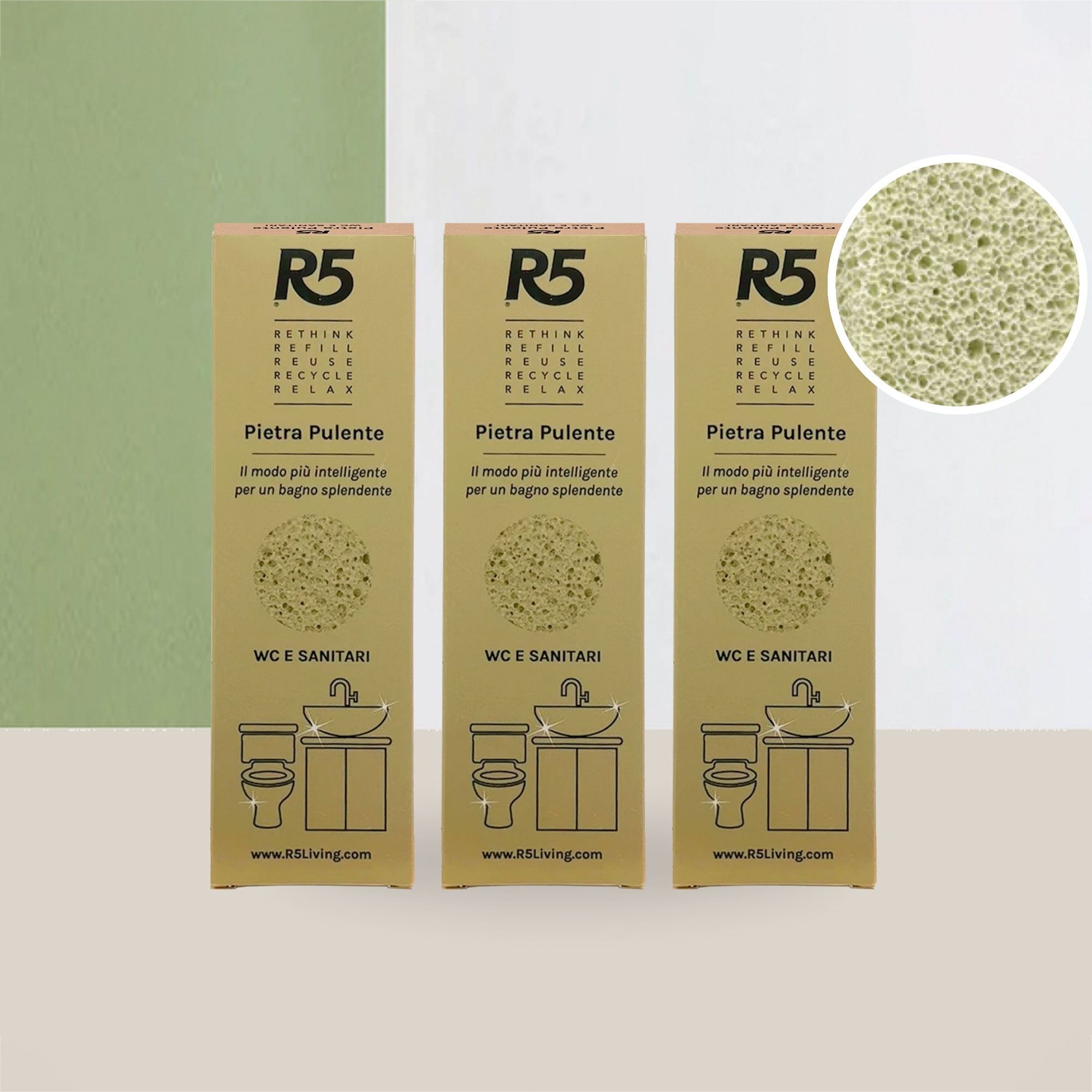 R5 Living
R5 Toilet Stone
Trio: 3 pietre per
wc e sanitari