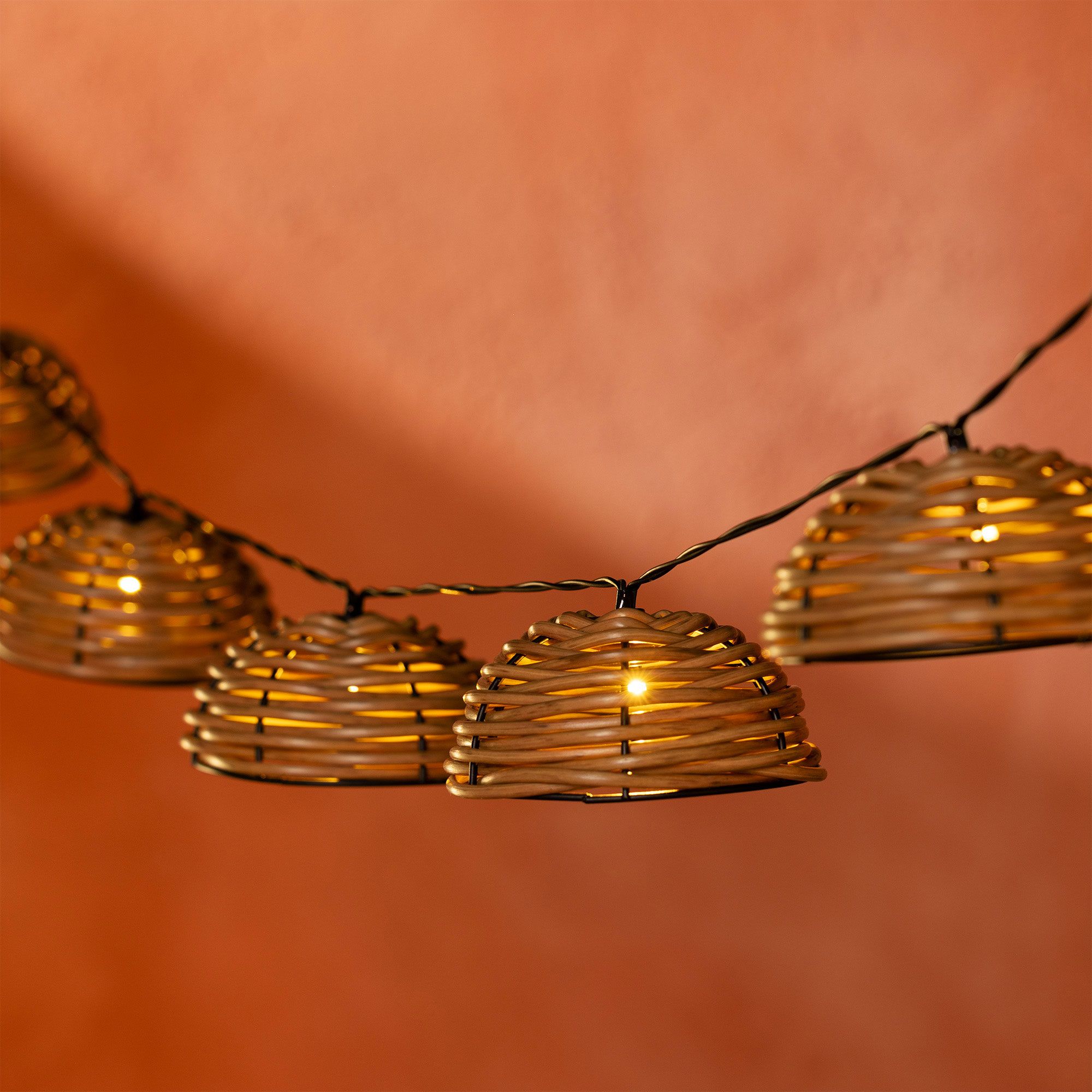 Garden Stories Set 10 luci solari a LED struttura in rattan PVC