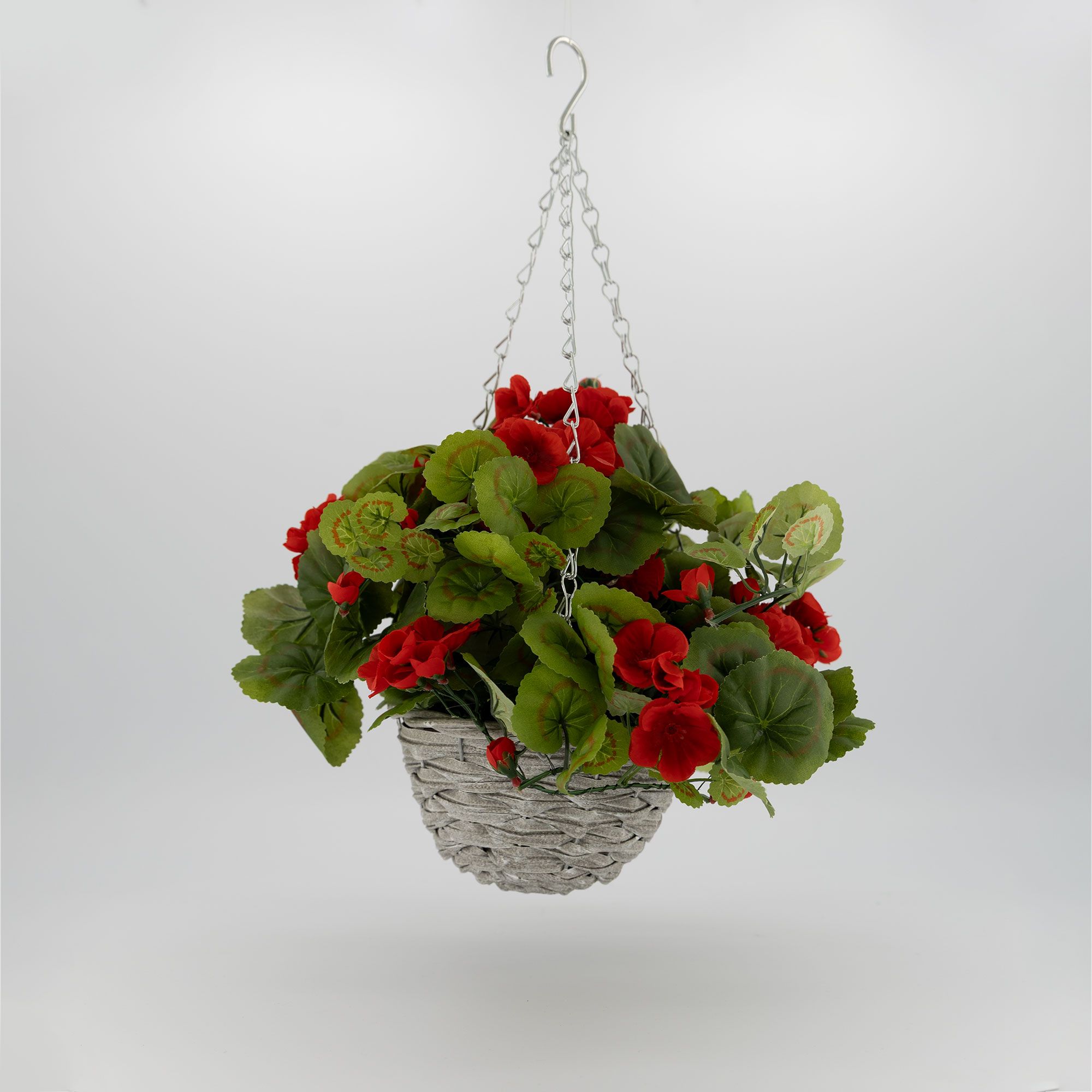 Garden Stories Cesto appeso con fiori artificiali e LED