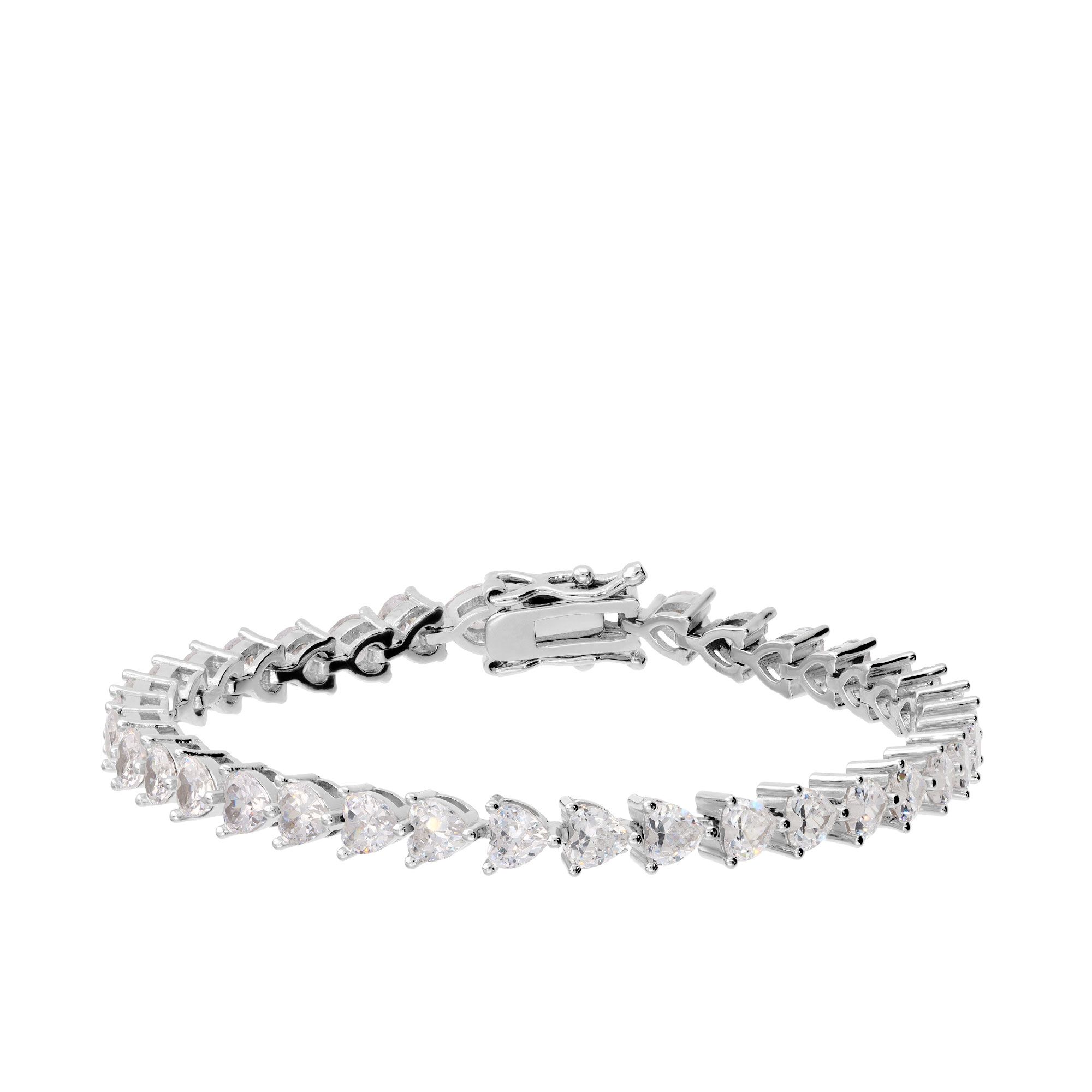 Swarovski Bracciale Tennis Ariana Grande x, Taglio misto, Cuore, Bianco, Placcato rodio, M