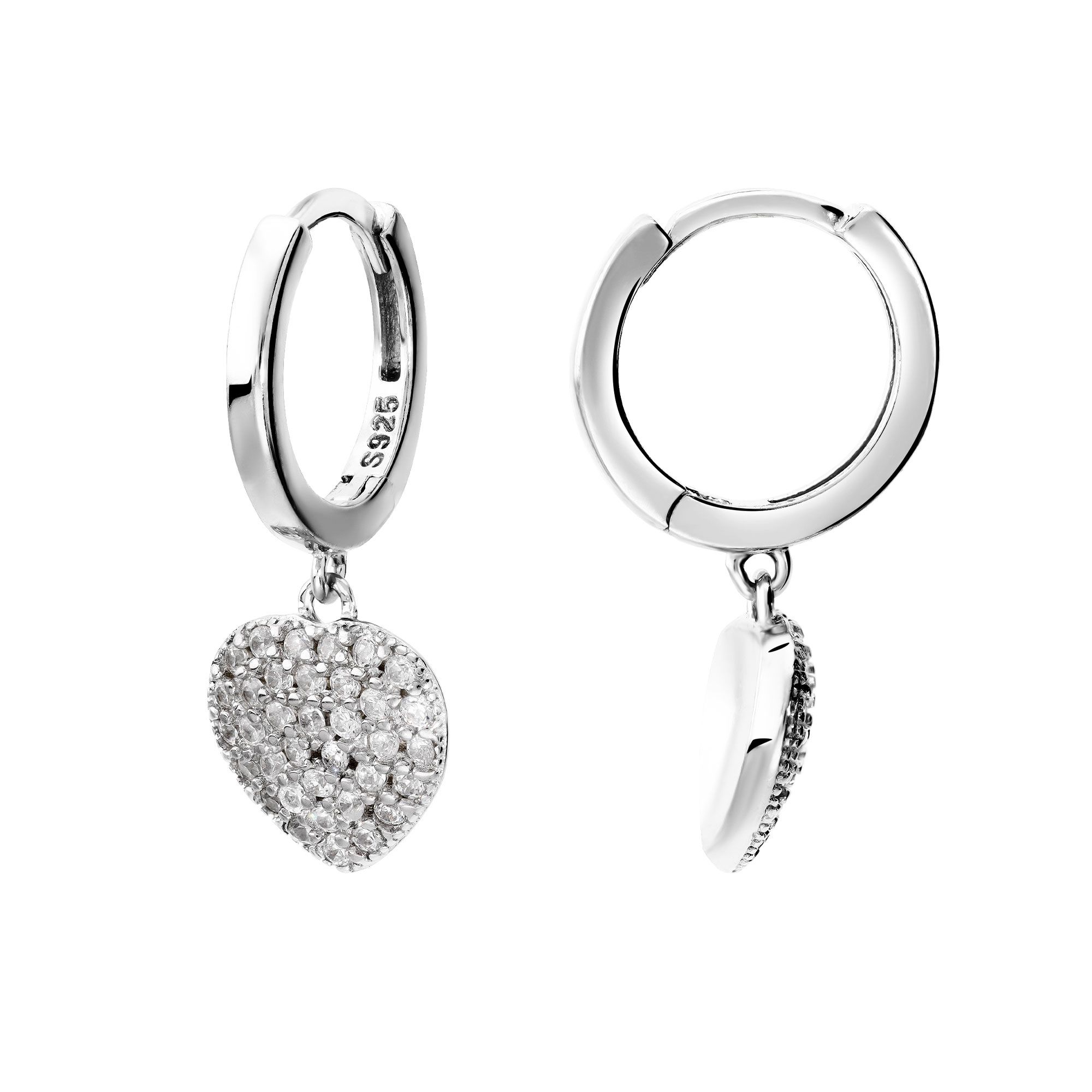 Diamonique Orecchini pendenti in argento 925 con charm cuore