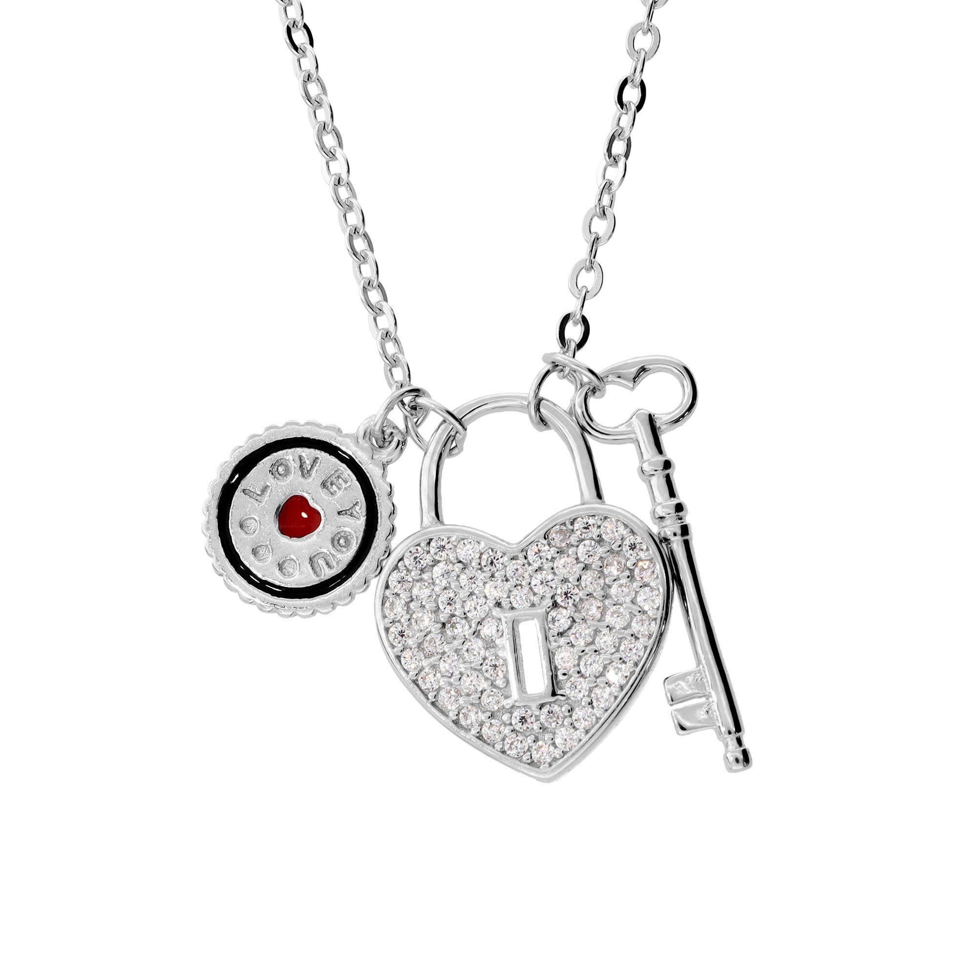 Diamonique
Collana argento 925
placcato rodio
con 3 pendenti