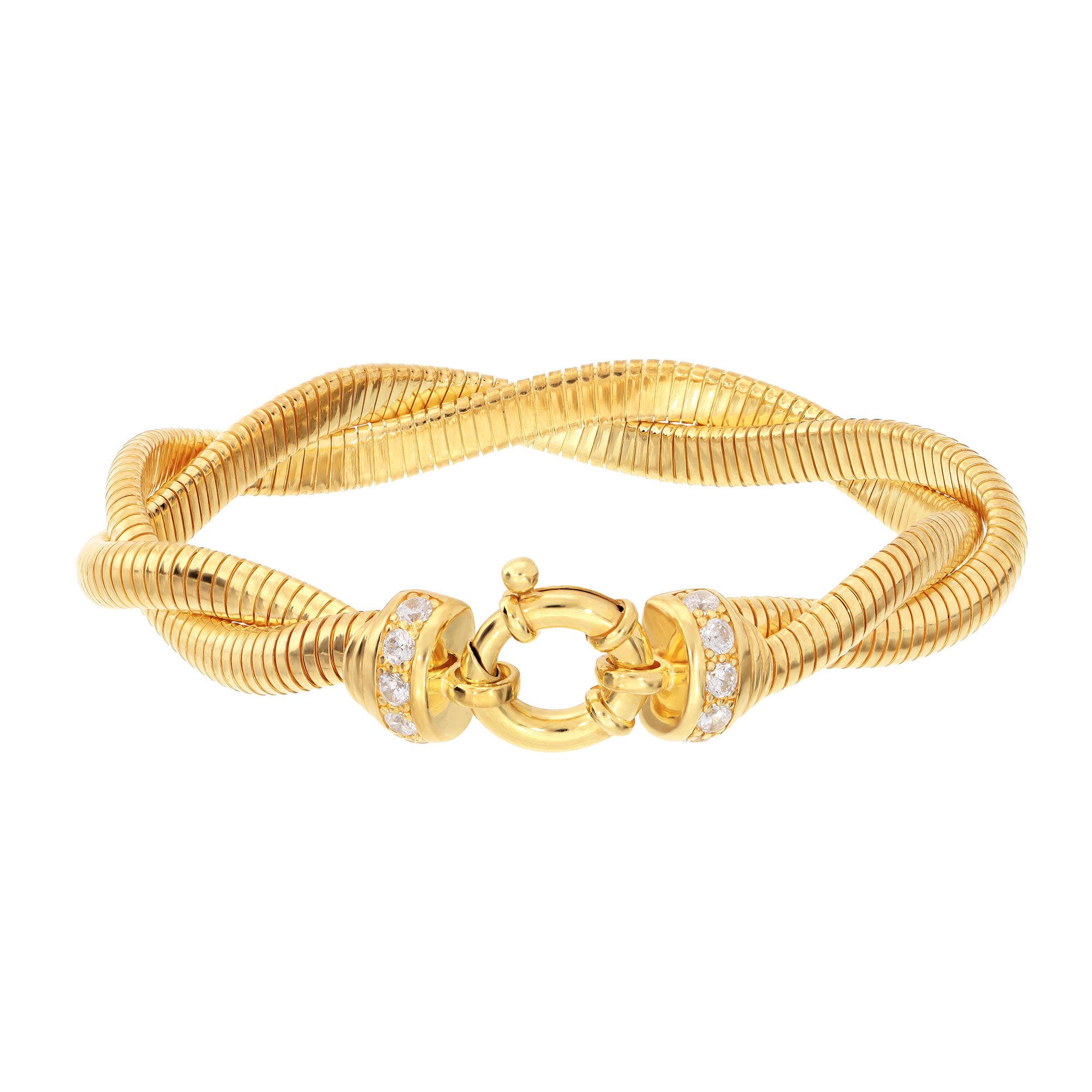 Diamonique
Bracciale intrecciato
in argento 925
placcato oro giallo