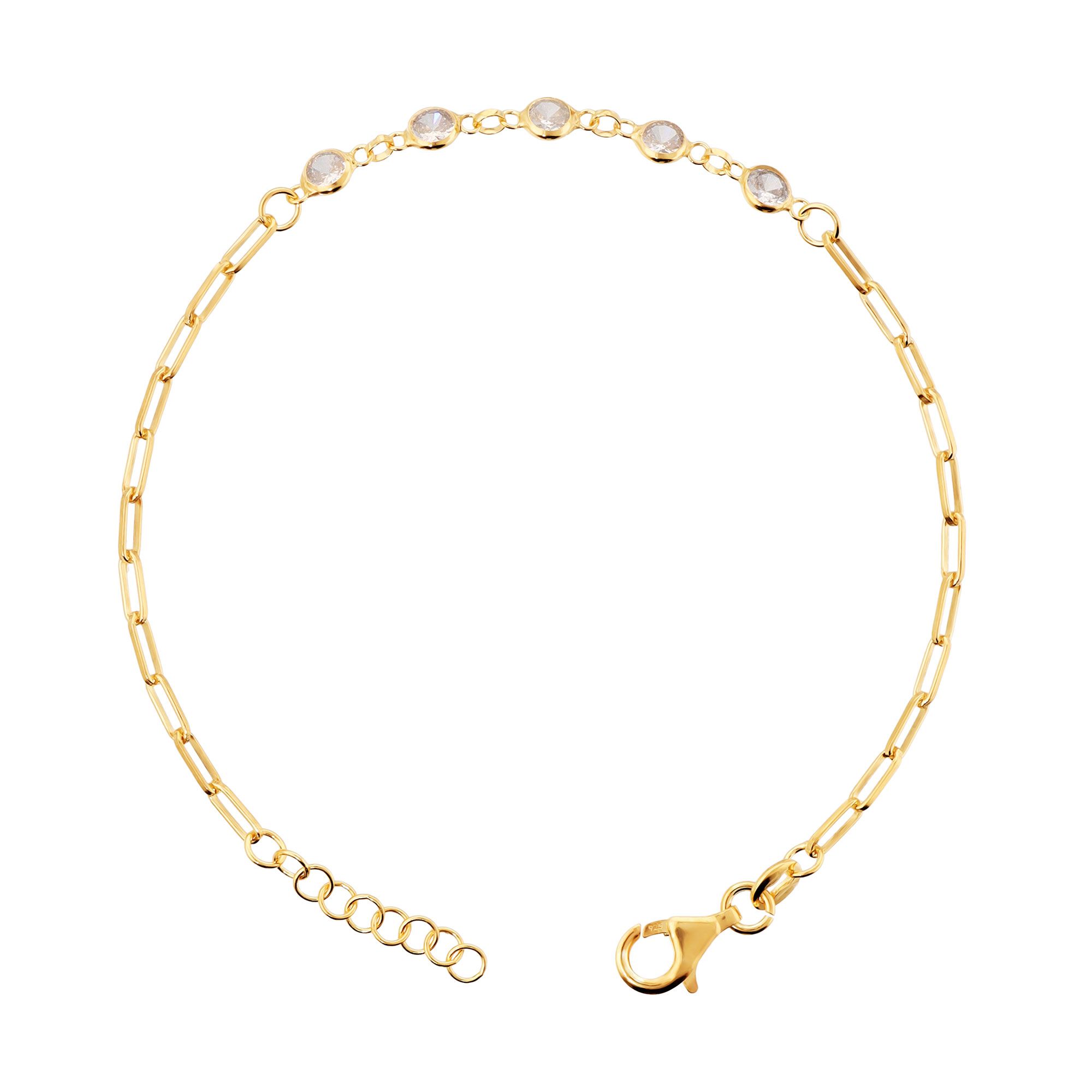 Diamonique
Braciale in argento
placcato oro
con castoni tondi