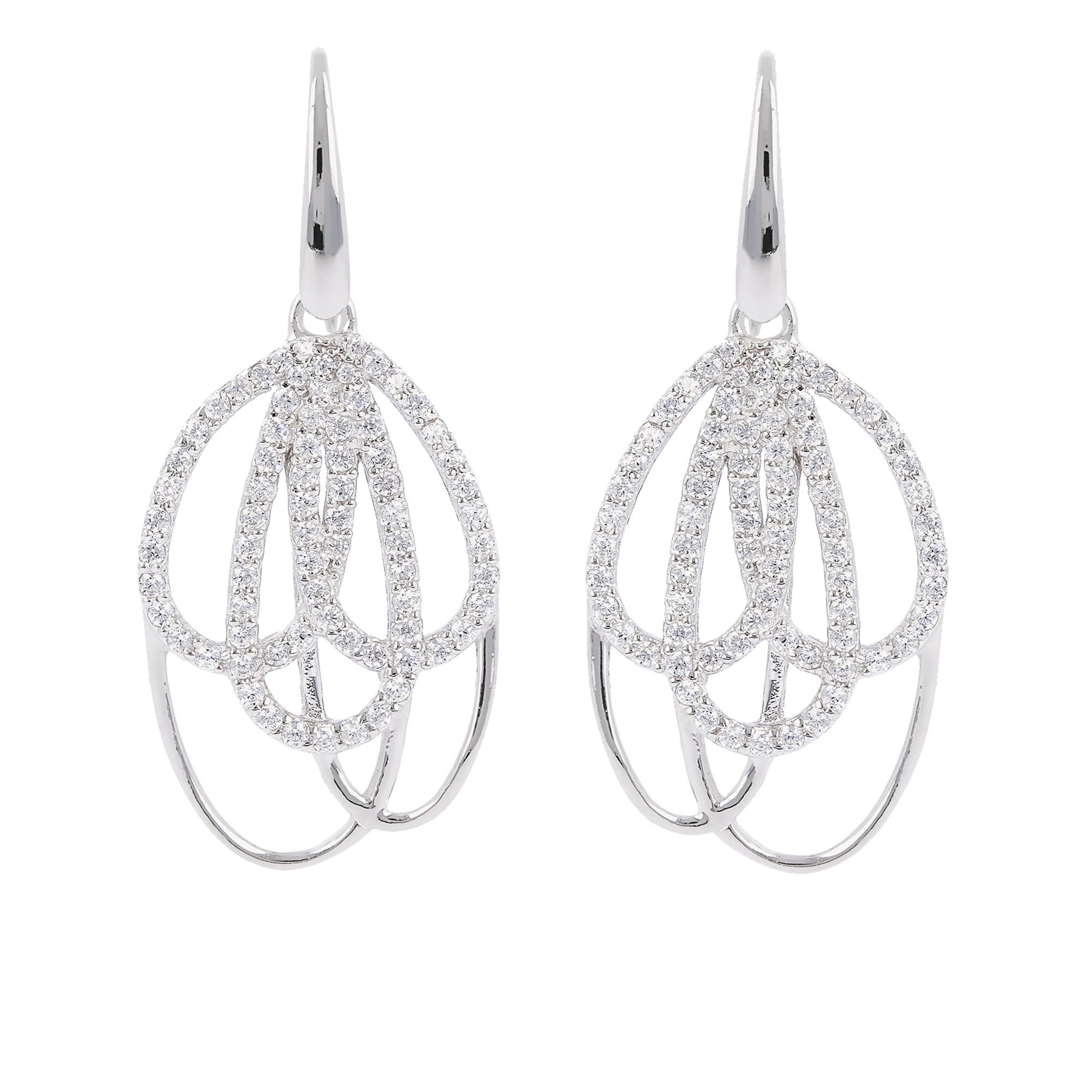 Diamonique
Orecchini pendenti
ovali in argento 925 
placcato rodio