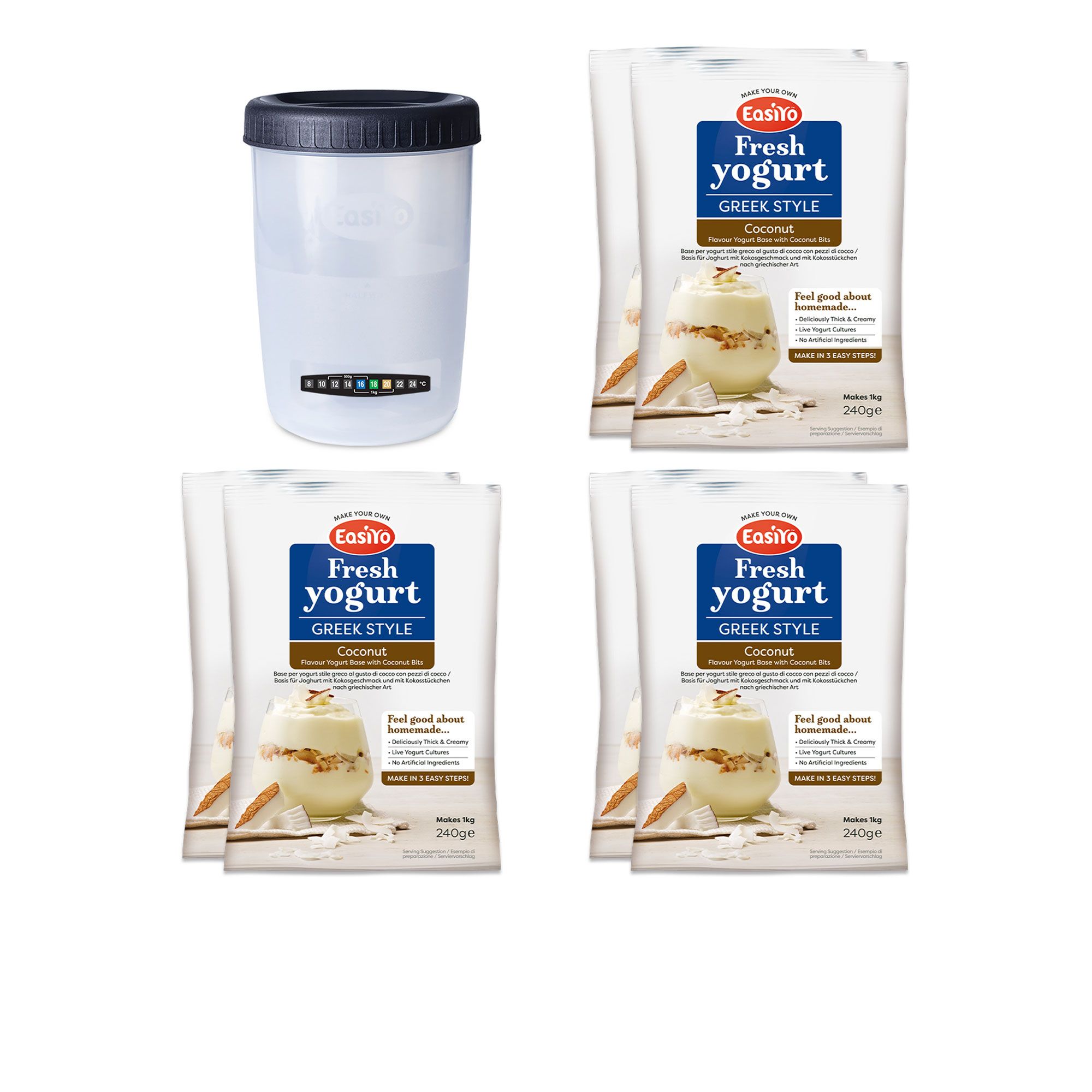 EasiYo
6 kg di yogurt 
gusto a scelta + 
barattolo da 1 kg