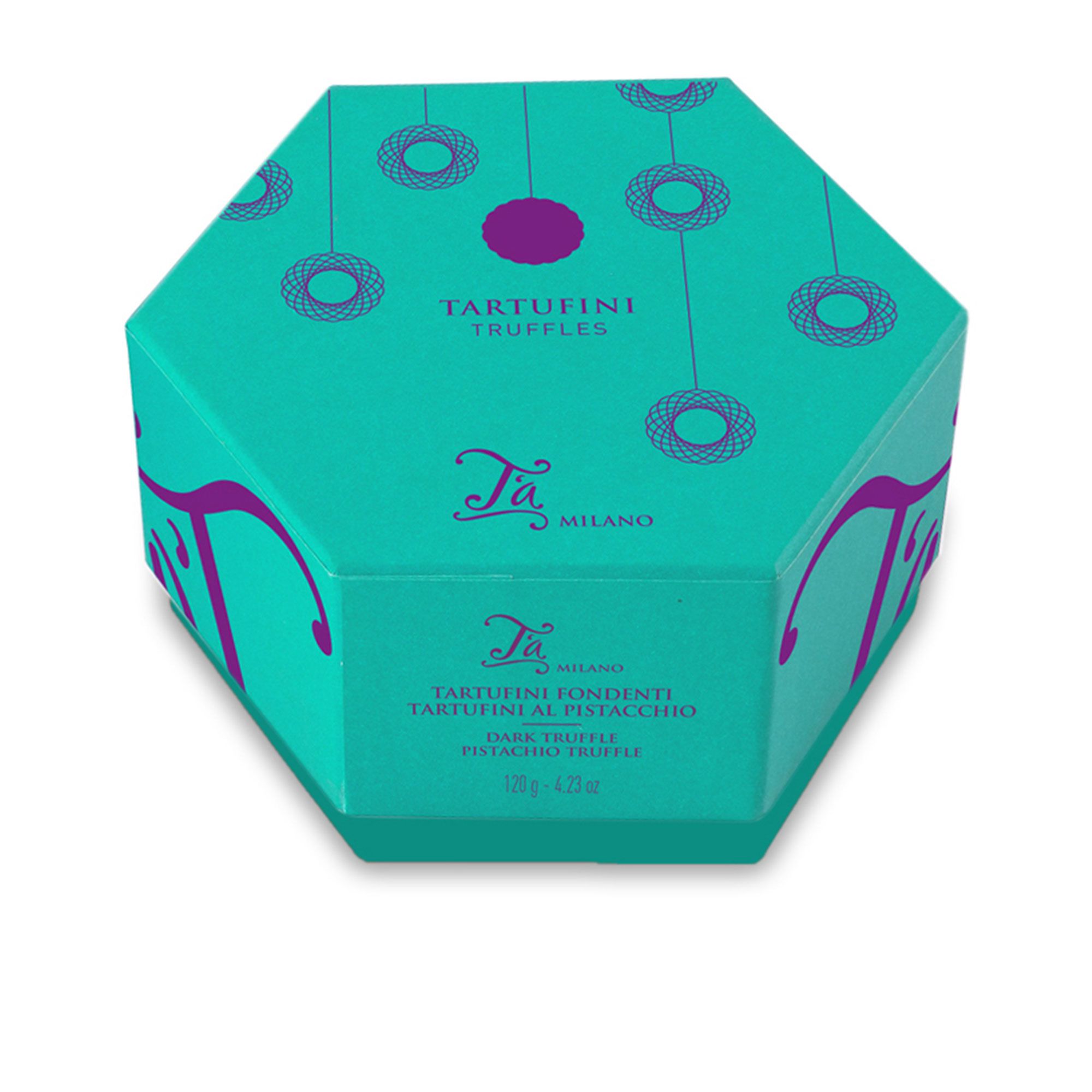 T'a Milano
Scatola con tartufini
fondente e pistacchio
(120g)