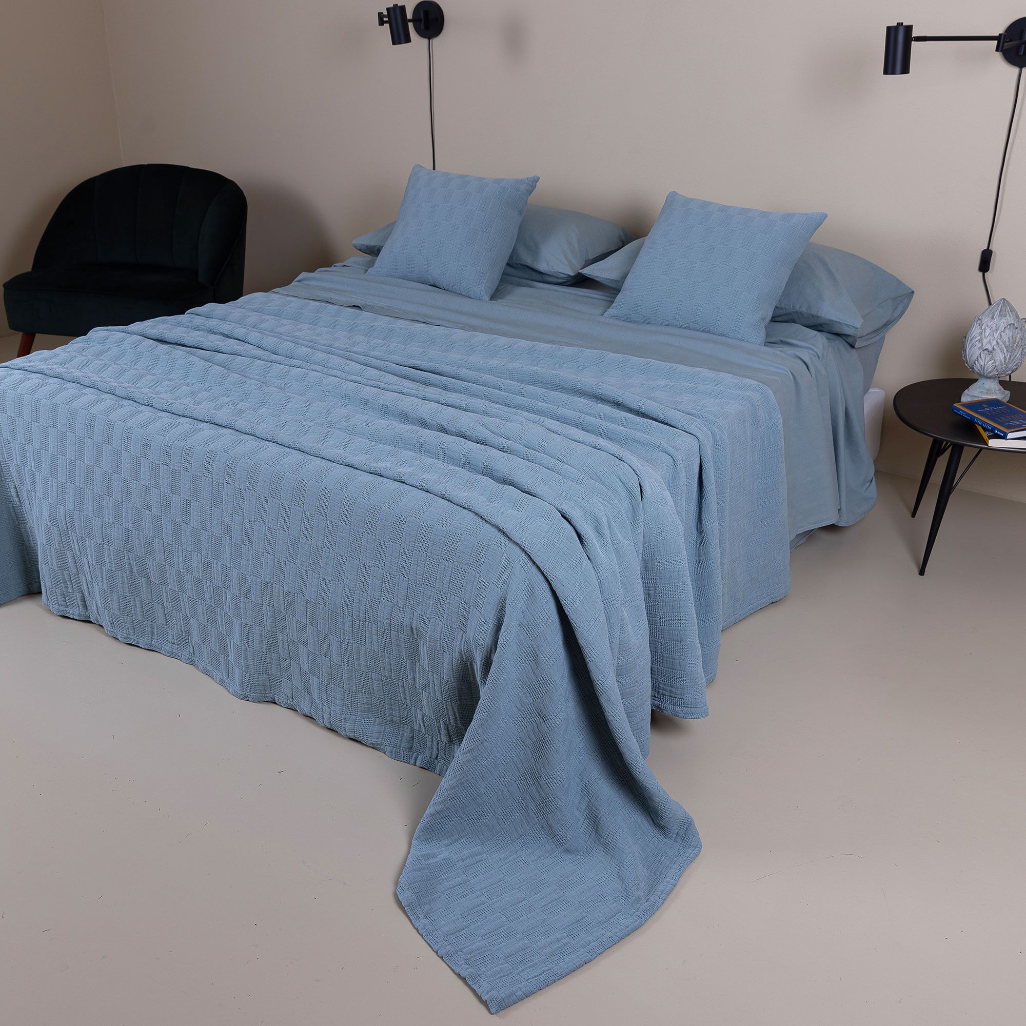 Ferò Copriletto Soave jacquard in cotone doppia garza