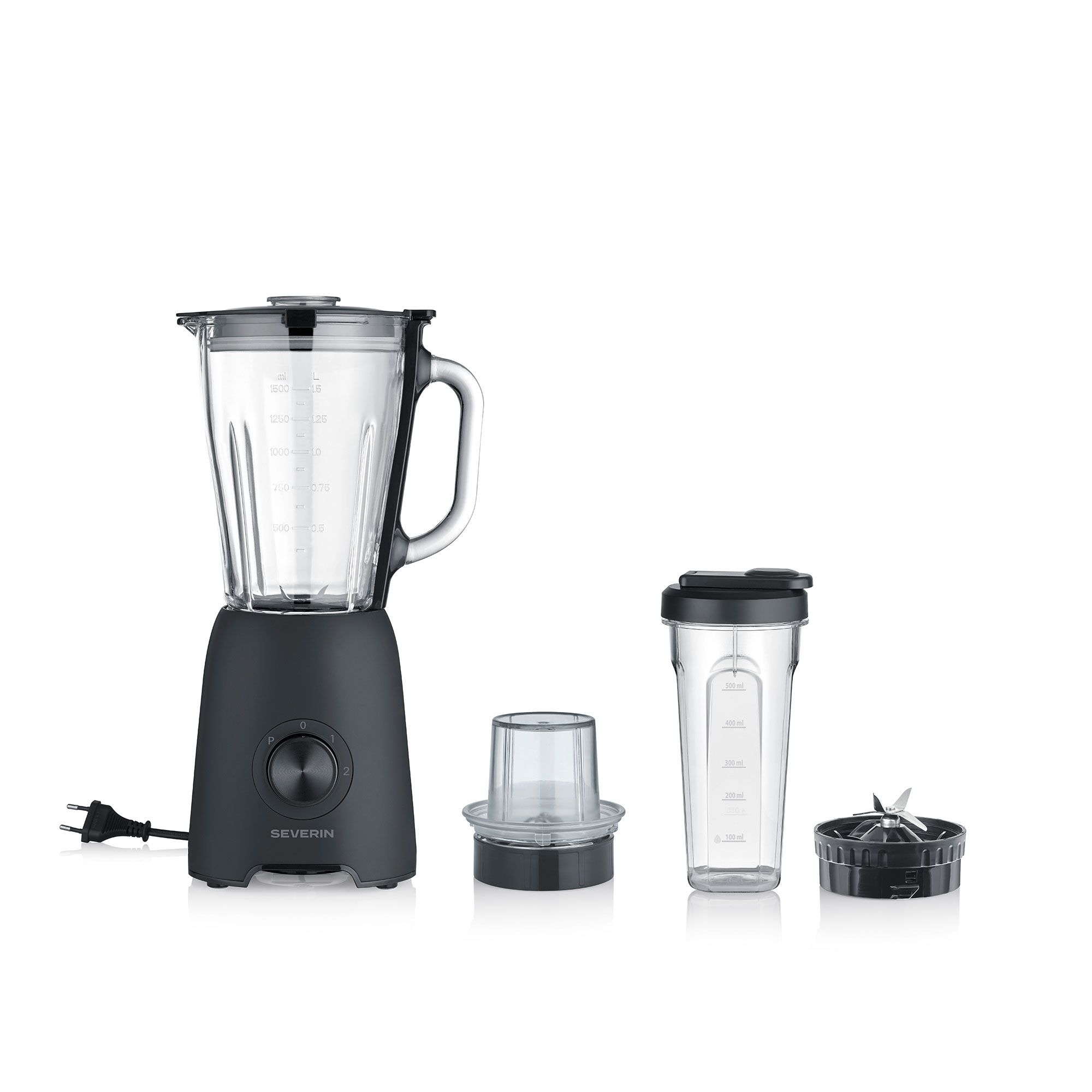 Severin SM 3724
Frullatore con 
caraffa in vetro 1.5L
600 W,con accessori