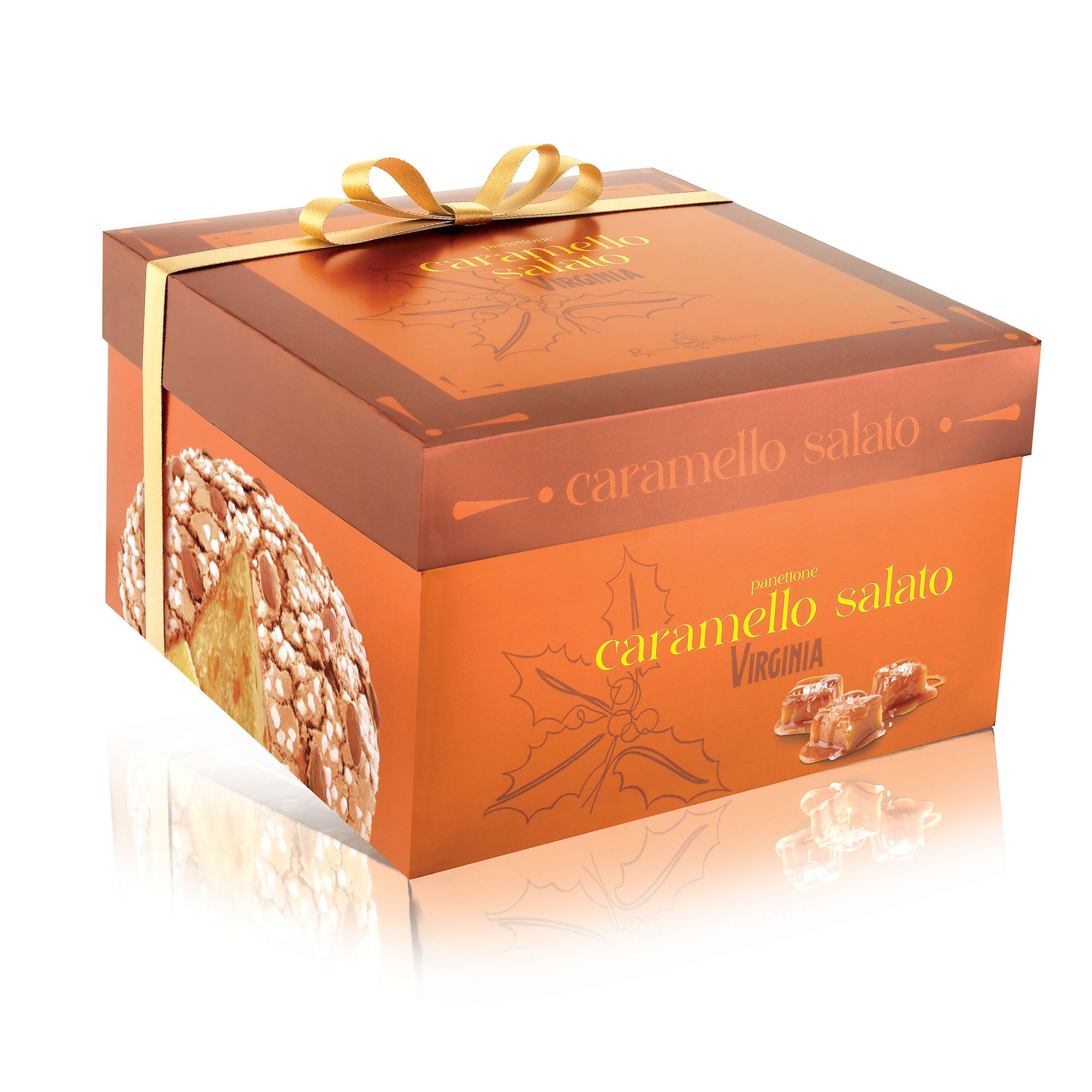 Image of Amaretti Virginia Panettone basso 750g al caramello salato e cioccolato bianco061