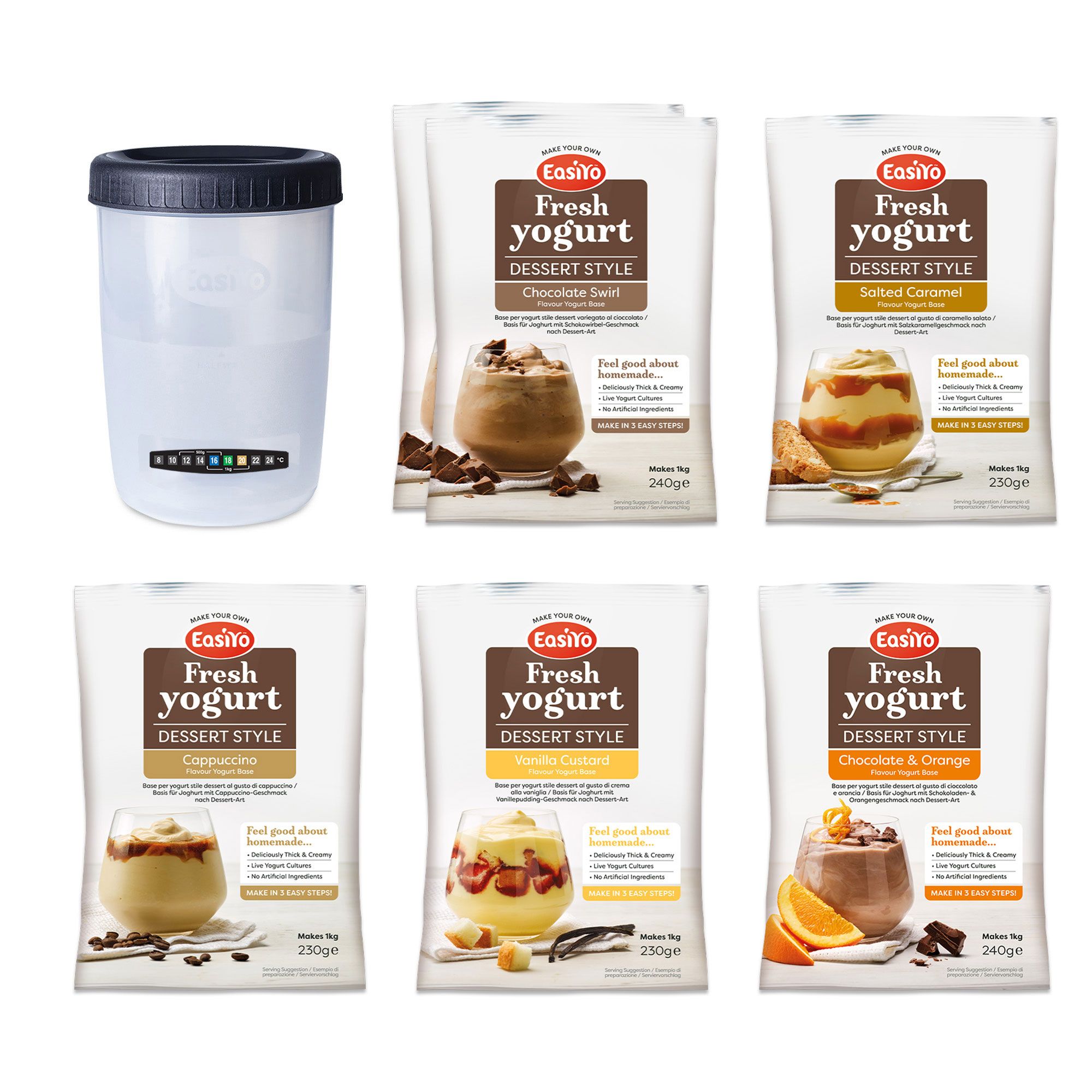 Easiyo
Kit 6 kg di yogurt
gusto a scelta +
barattolo da 1 kg