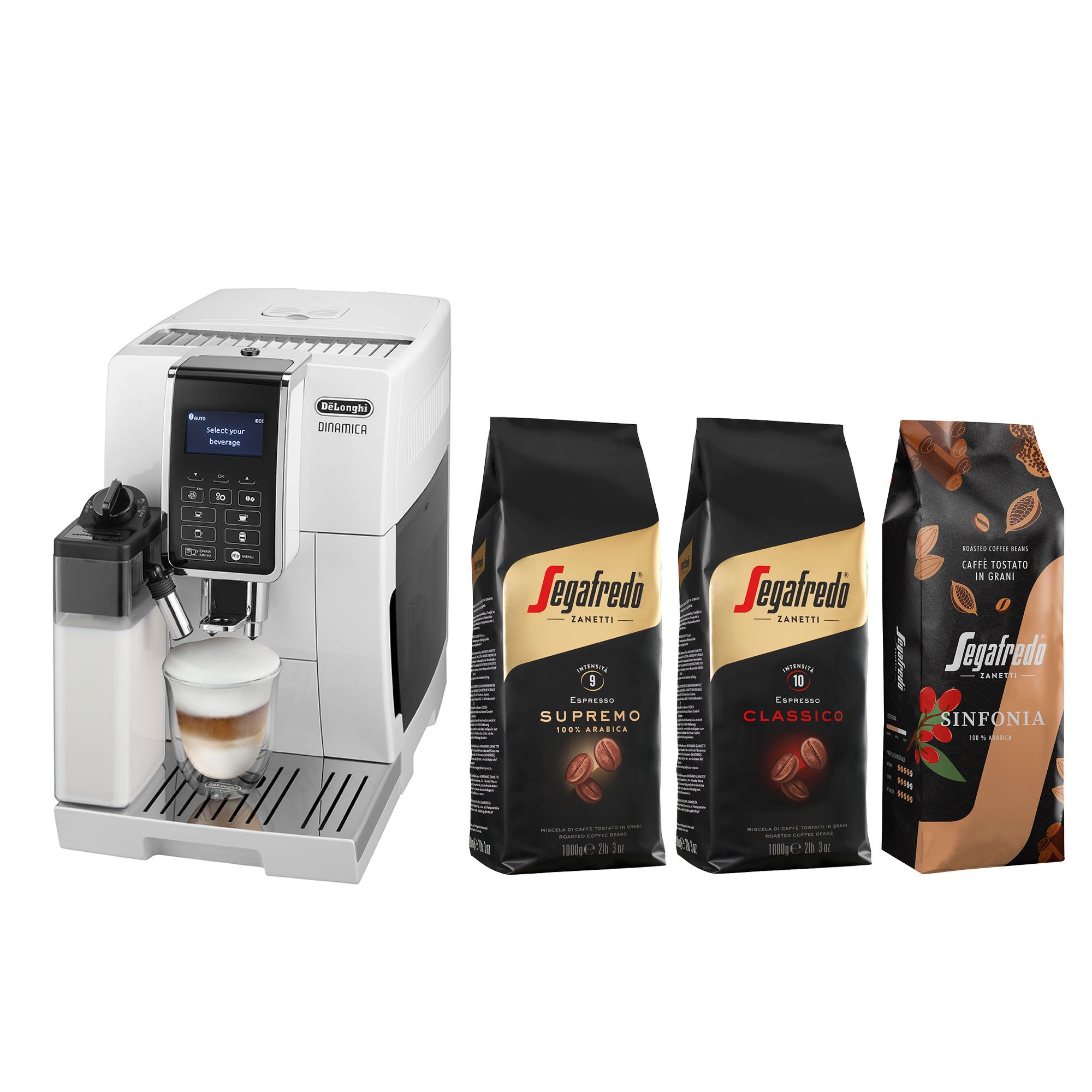 De'Longhi Dinamica
Macchina automatica
per caffè in chicchi
+ kit caffè 3 miscele