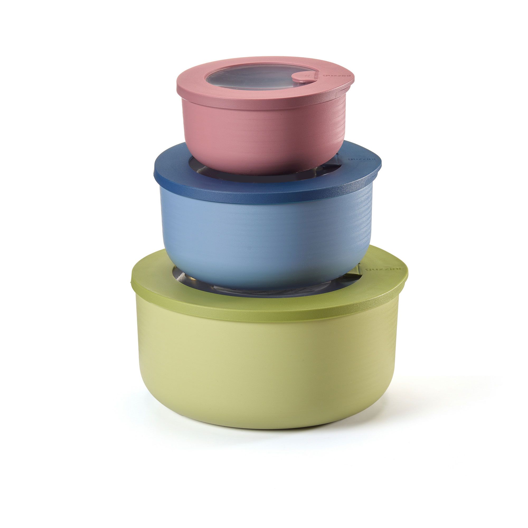 Guzzini Set 3 contenitori tondi ermetici con coperchio