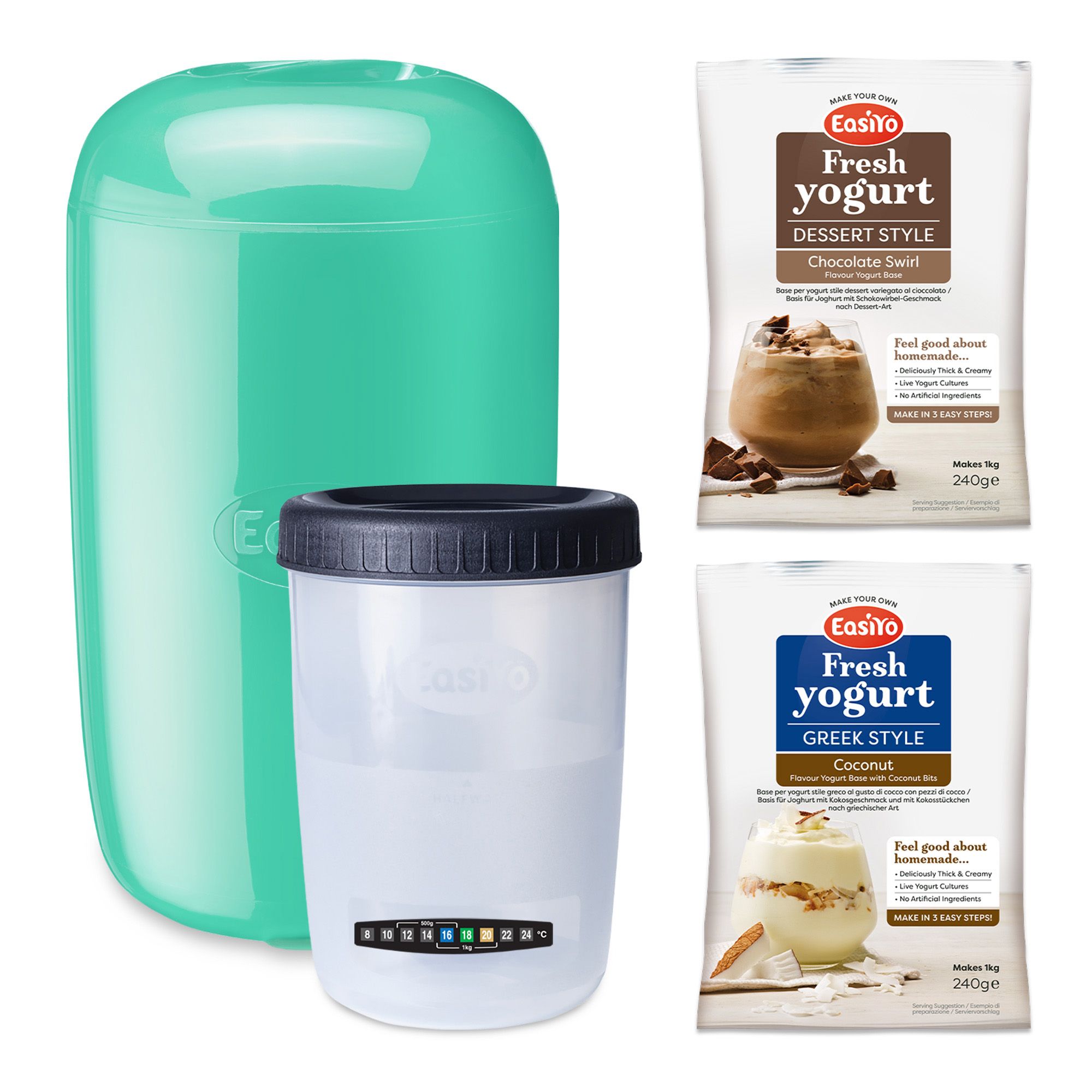 Easiyo Kit 2 kg di yogurt a scelta + yogurtiera e barattolo da 1 kg