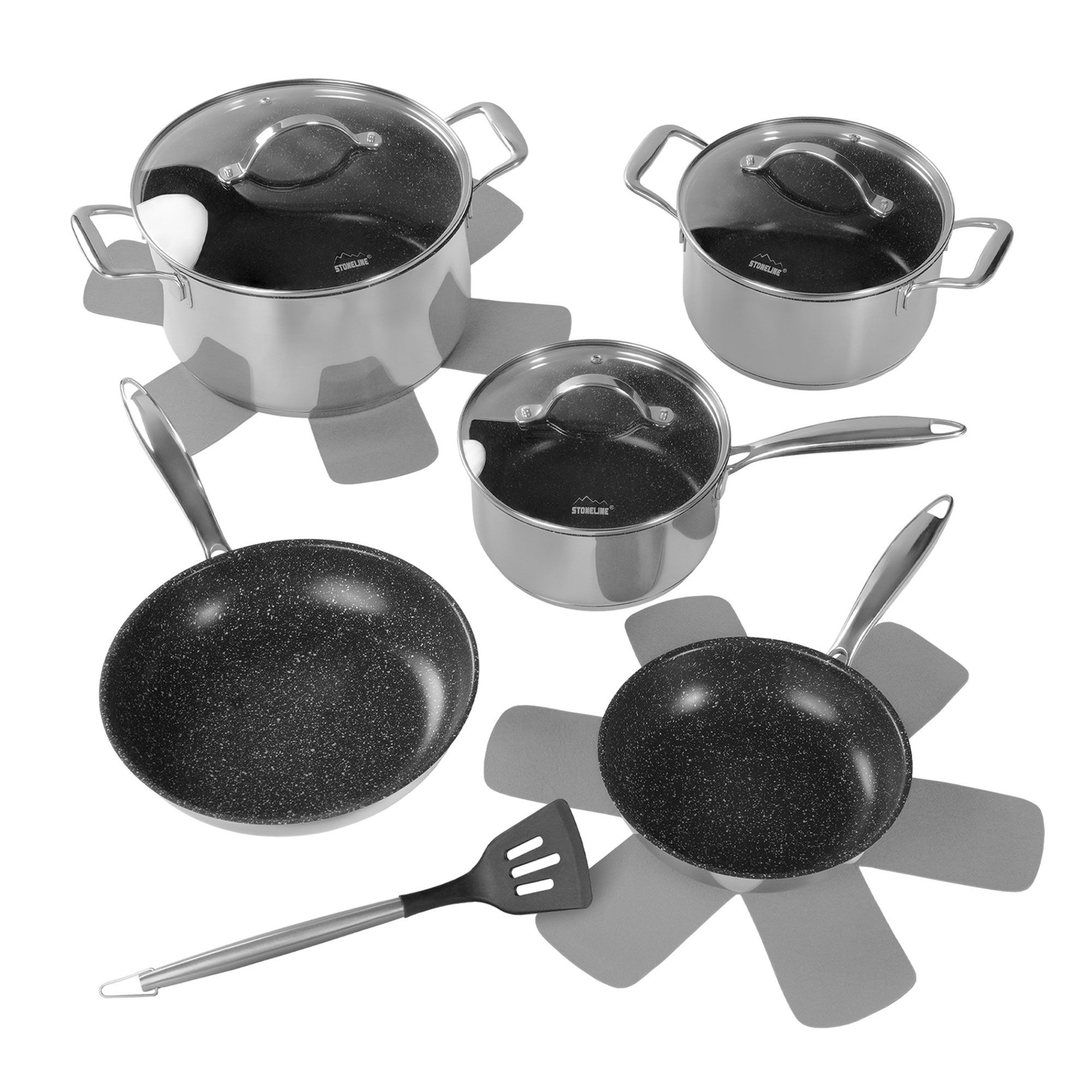 Stoneline
Set professionale
da 11 pezzi in
acciaio inox 18/10