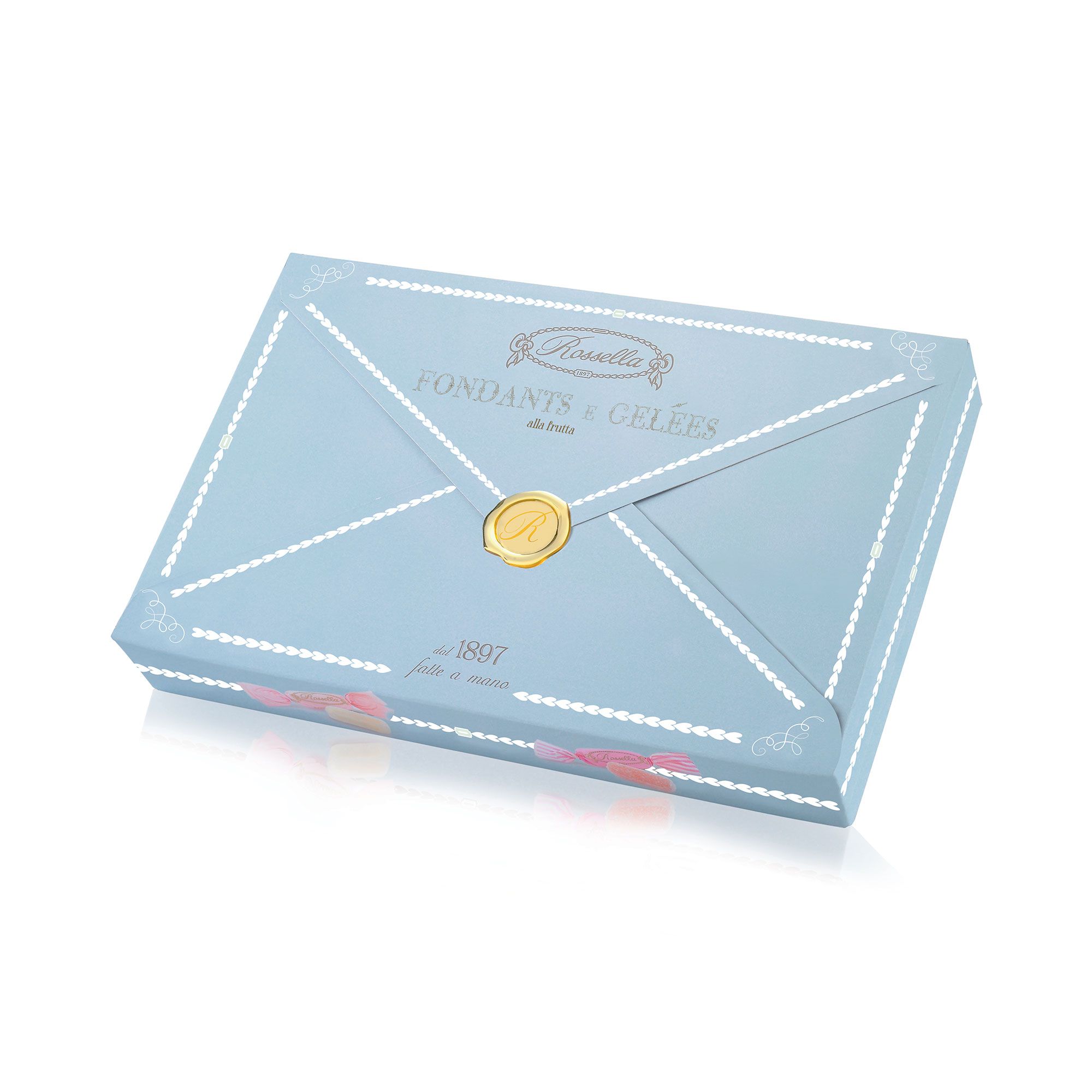 Caramelle Rossella
Fondants e gelatine
alla frutta + scatola
lettera (360g)