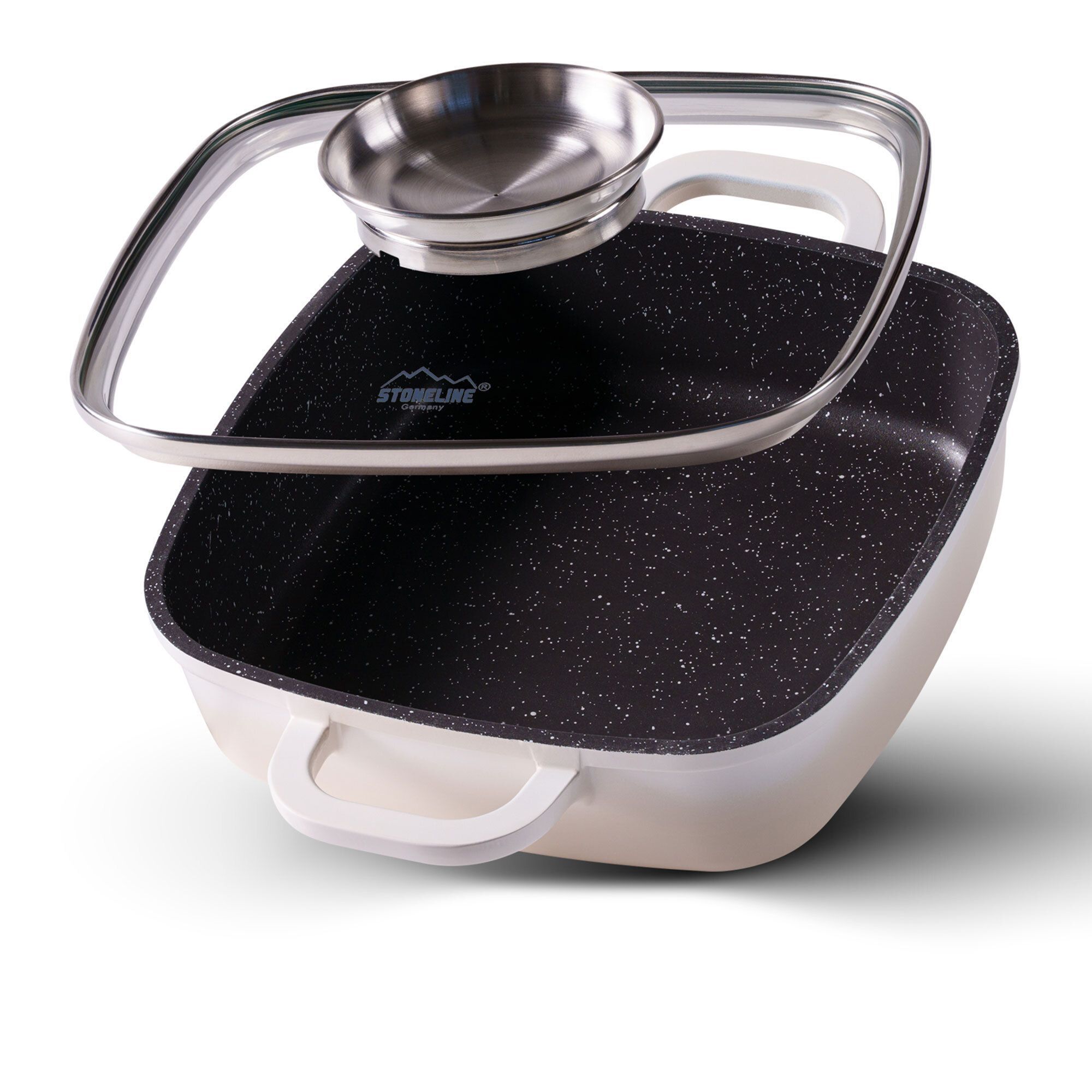 Stoneline Padella quadrata 20cm antiaderente con copercho 2 colori